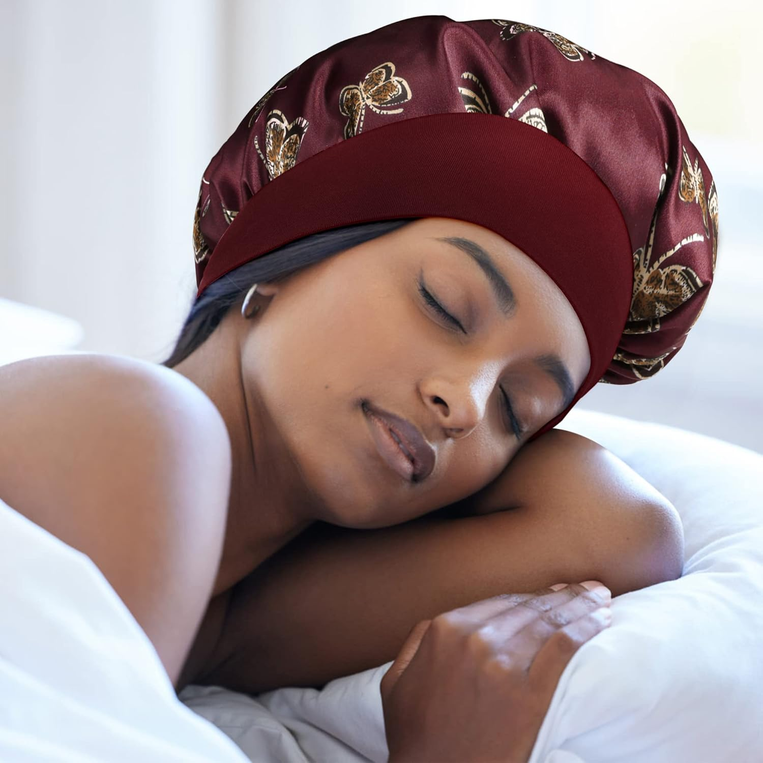 Hair Bonnet for Women &ndash; Soft Breathable Hair Cap Shower Caps for Braids Natural Hair image number 5