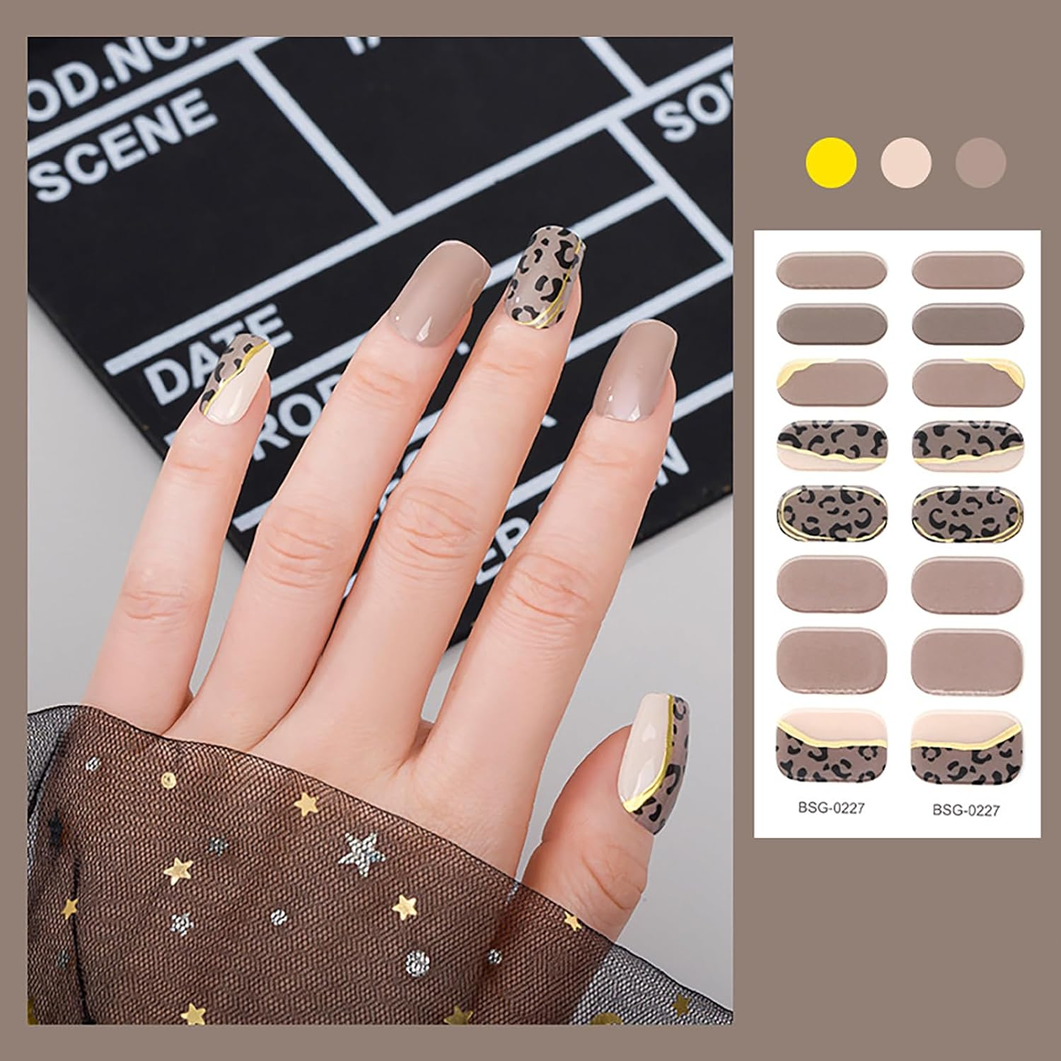 Joyeee Semi Cured Gel Strips, 16Pcs Self Adhesive Stickers, Long Lasting Professional Salon Quality Full Wraps with File, DIY Art Decoration Accessories for Women Girl image number 1