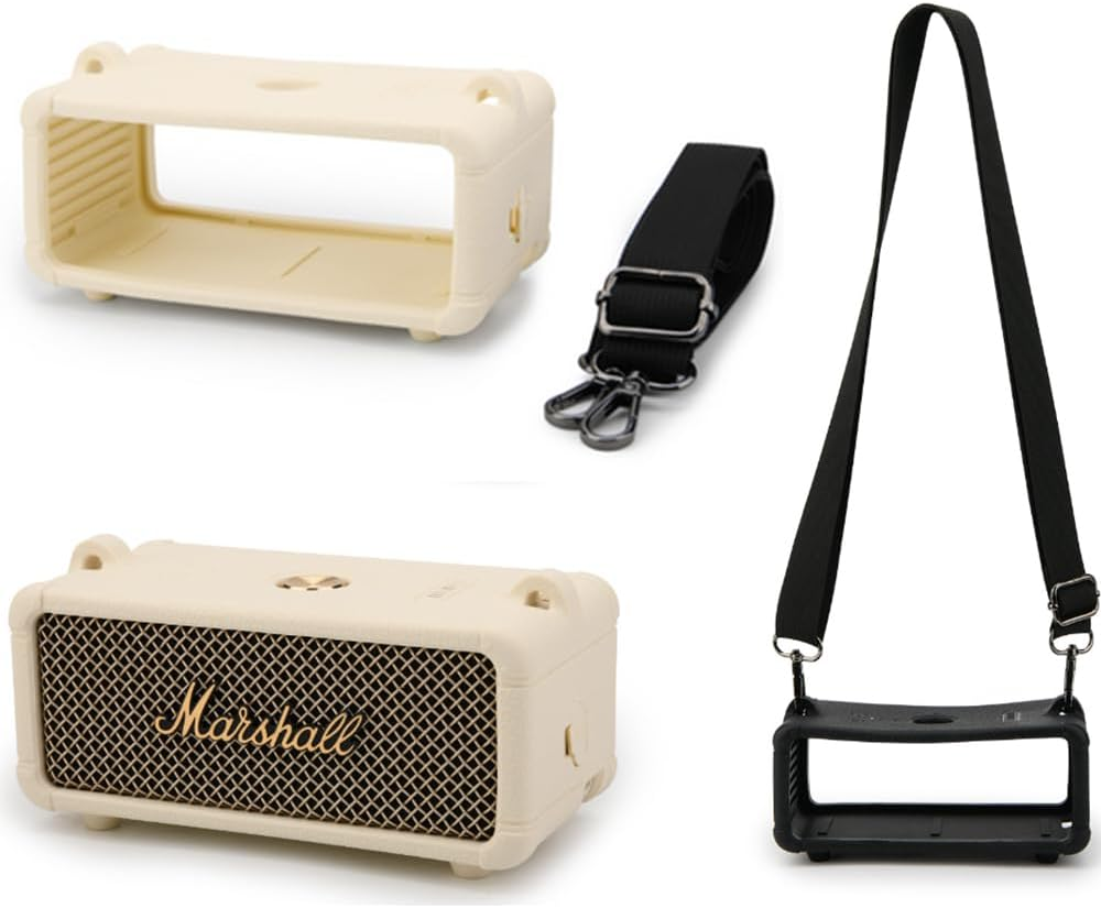 Coyktonty Silicone Cover Case for Marshall Emberton III Portable Bluetooth Speaker, Protective Skin Cover Travel Carrying Pouch Case (Beige)