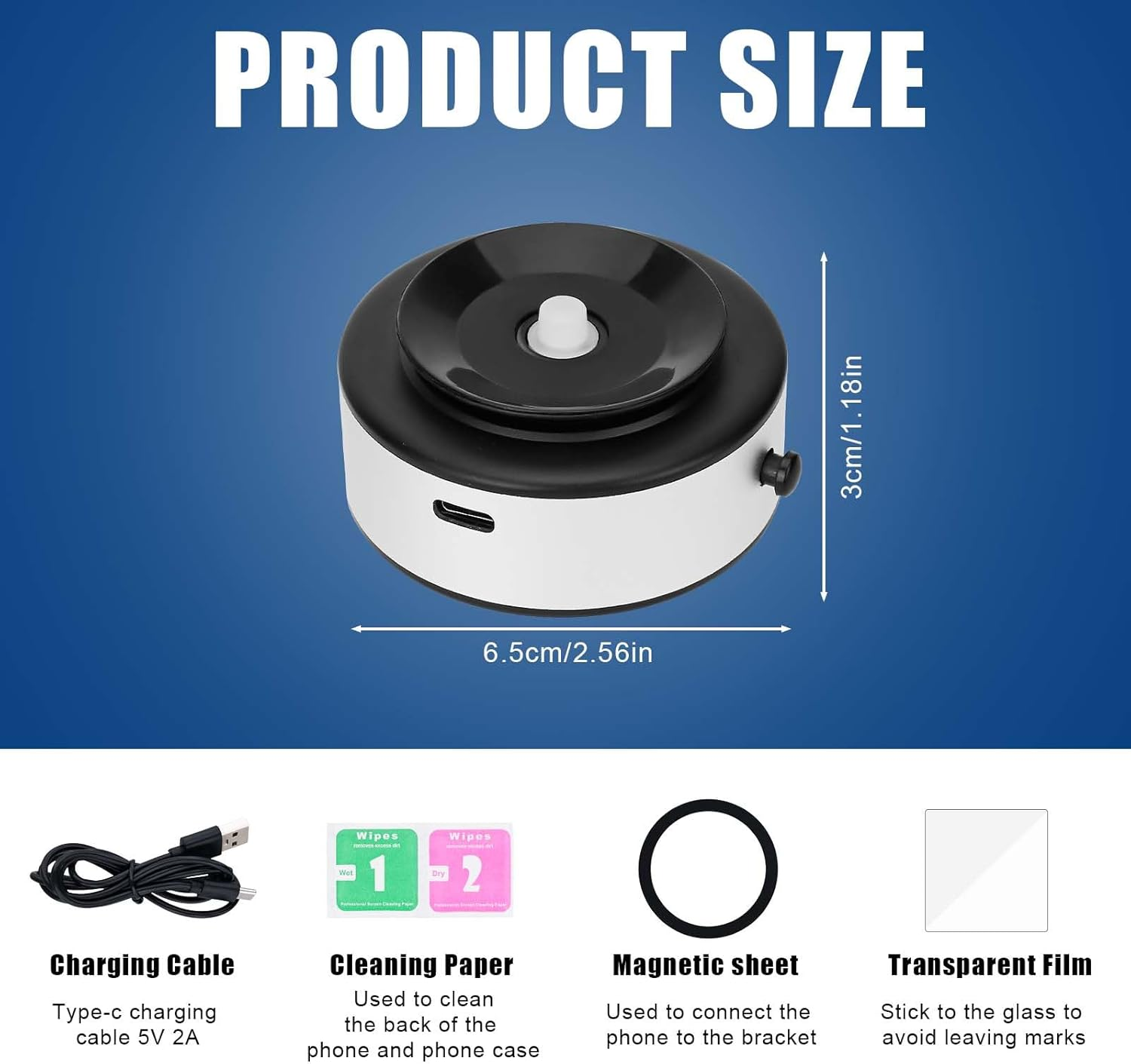 Magnetic Cell Phone Holder Suction Cup for Car, 360&deg; Rotation Mobile Phone Holder Adjustable Magnetic Suction Cup Holder for Windscreen Dashboard (Silver) image number 1