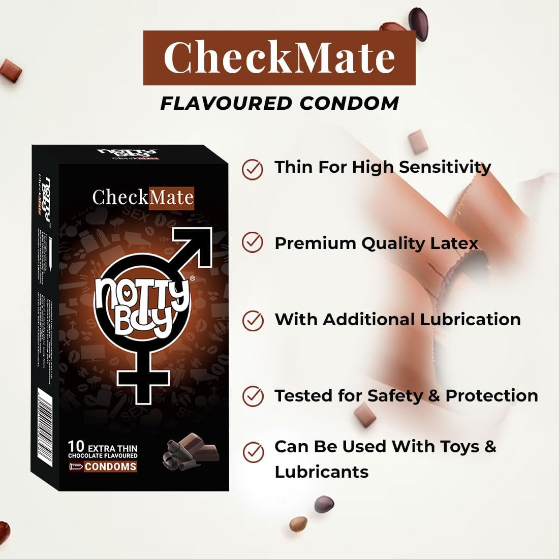 Notty Boy Chocolate Flavoured Condoms​ - 10 Count image number 3