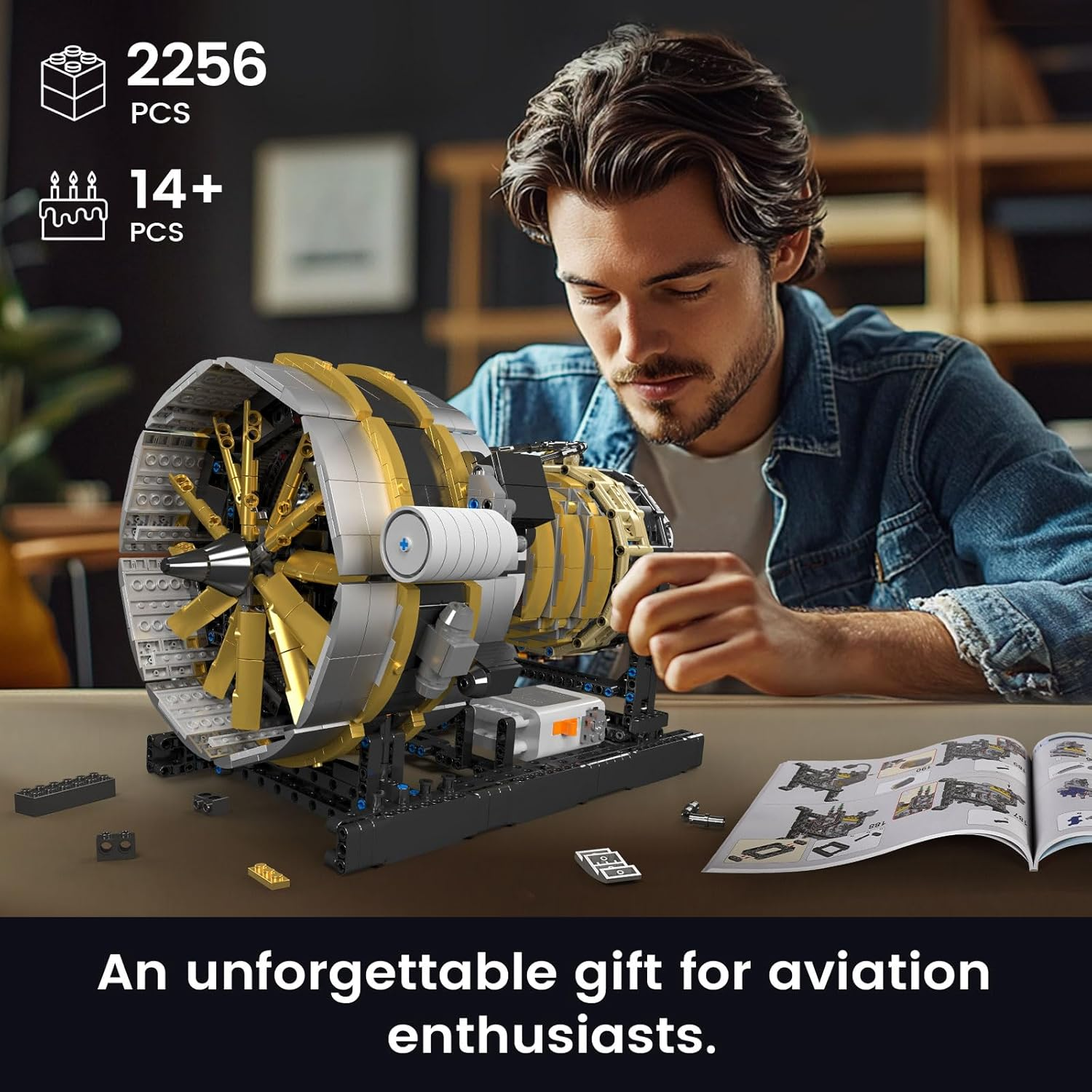 Mould King 10141 Technik Aero Engine Model Building Blocks Set, Technology Aero Engine Clamping Block Kit Includes Engine Motor, Blocks Toy for Kids/Adults/Aviation Enthusiasts (2256 PCS) image number 1