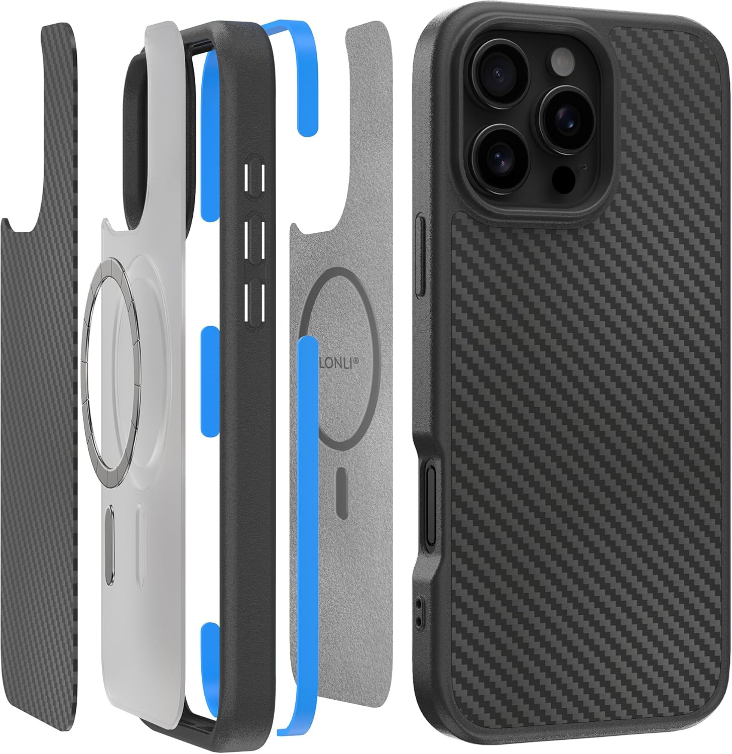 LONLI 2.0 - for Iphone 16 Pro Max Case - the Toughest Leather Magnetic Protective Phone Cover - [360&deg; Shock-Absorbent Bumper and Inner TPE Frame] - [Compatible with Magsafe] - Light Pink Leather