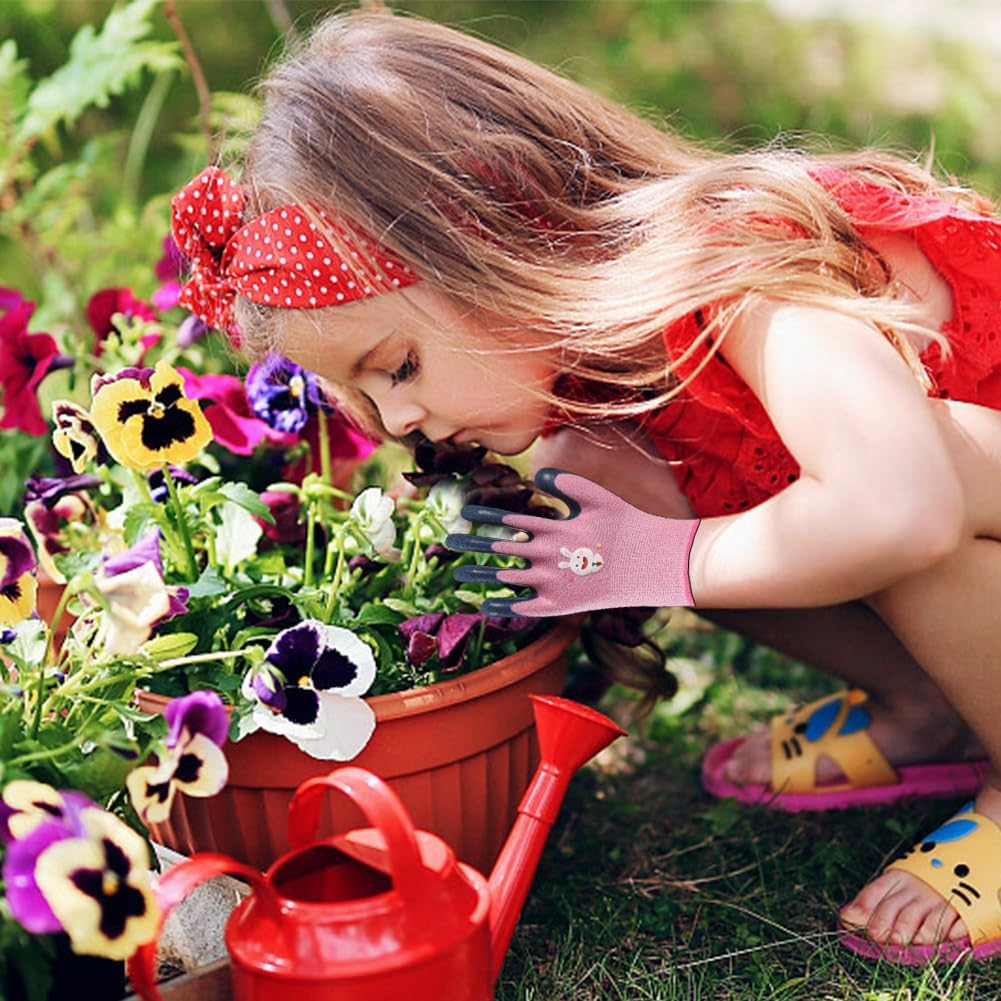 3 Pcs Kids Gardening Gloves for Age 3-9,Childrens Gardening Gloves Kids Work Gloves,Comfortable Toddler Garden Gloves Safety Work Gloves for Boys Girls image number 3