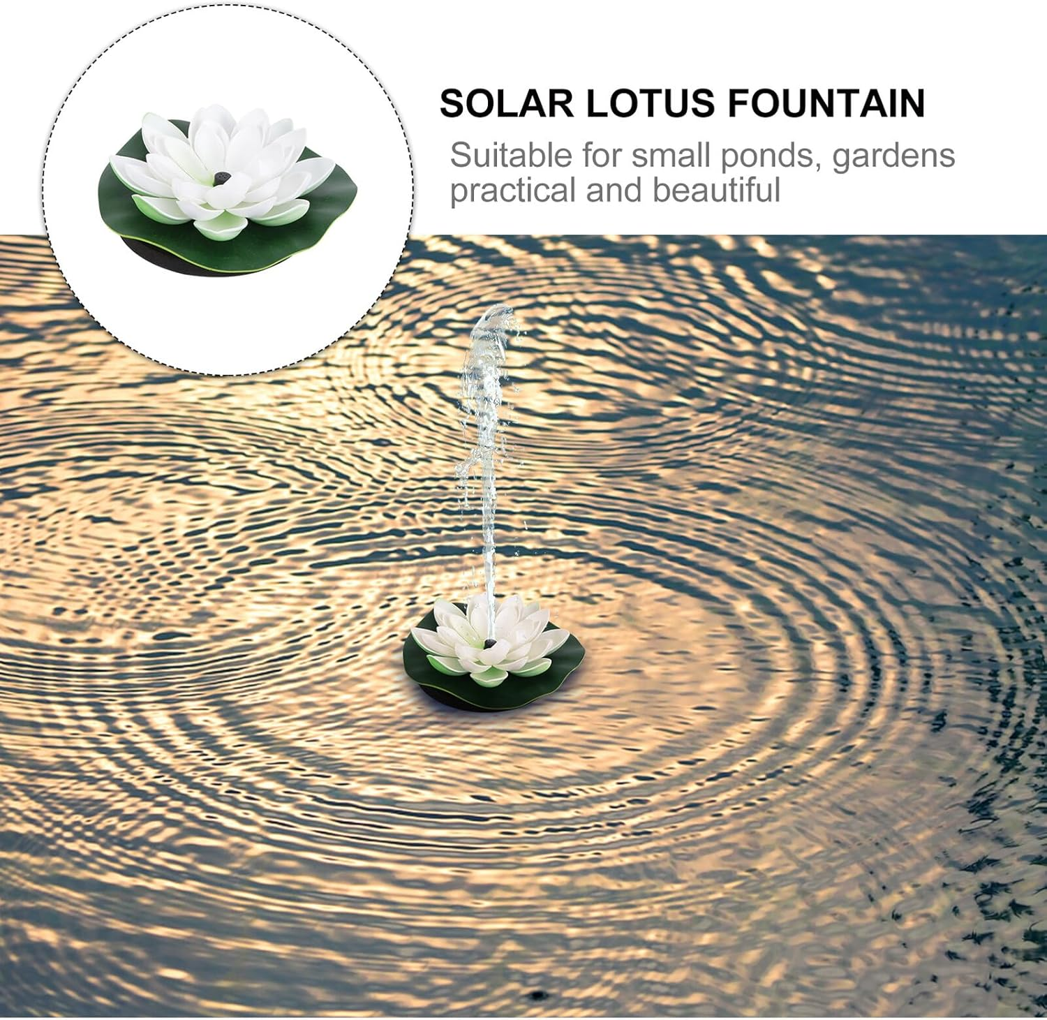 Solar-Powered Floating Lotus Fountain White Water Fountain for Aquarium Outdoor Fish Tank Garden Decor Automatic No Battery Required image number 6