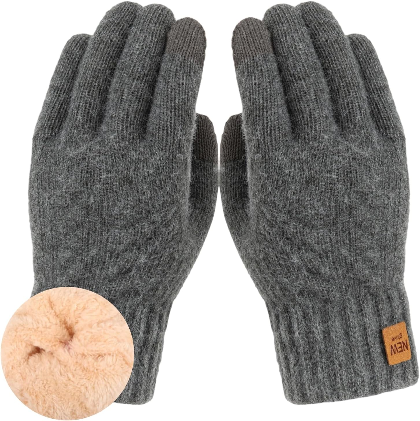 Women'S Warm Plush Winter Touchscreen Gloves - Fleece Lined, 9Cm Elastic Cuff, 23.5Cm Long, Stylish Cold-Weather Gloves for Ladies