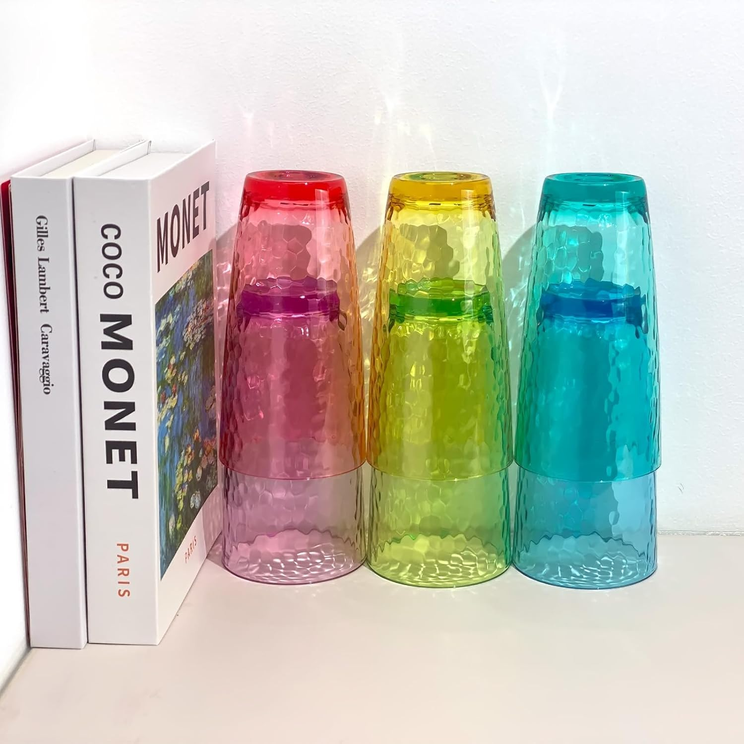 26-Ounce Plastic Tumblers (Set of 6), Reusable Plastic Mugs, Bpa-Free Acrylic to Drink Mugs, Shatter Resistant, Textured Interior, Dishwasher Safe (Multi Color, 26 Ounce) image number 3