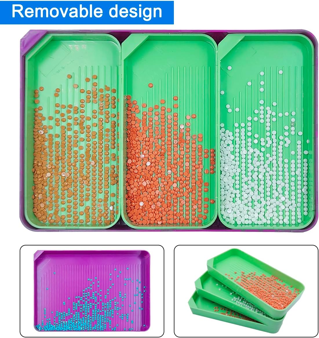 8 Pcs Trays Diamond Art Paintings, AIFUDA Diamond Art Paintings Tool Plastic Bead Sorting Tray Large Size Art Diamond Tray Accessories and Tools for DIY Crafts image number 6