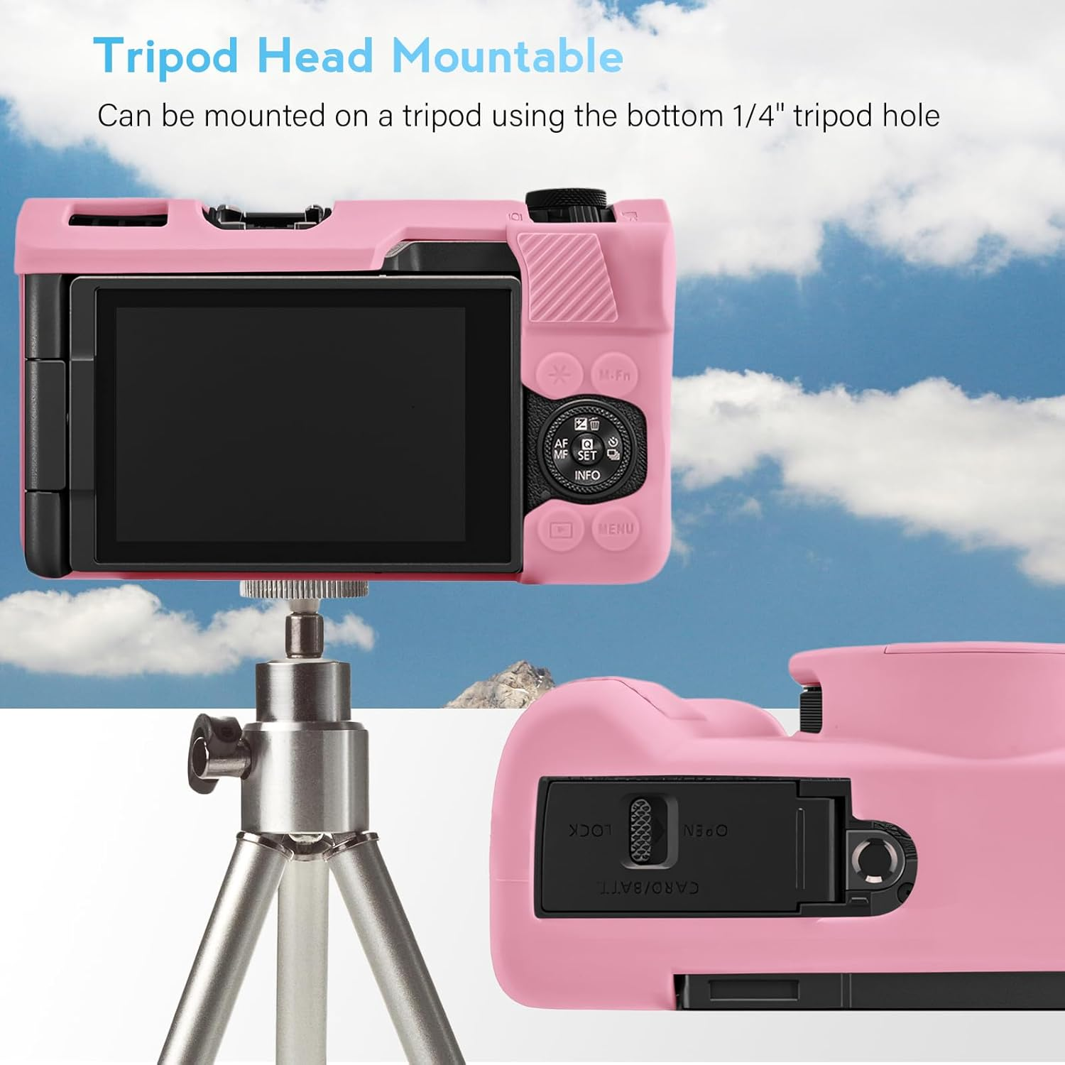 TYUANDOUER Silicone Case for Canon Powershot V1 & LCD Screen Protector Accessories Kit, Camera Case for Canon V1 with Lens Cap, Body Cover for Powershot V1 - Pink