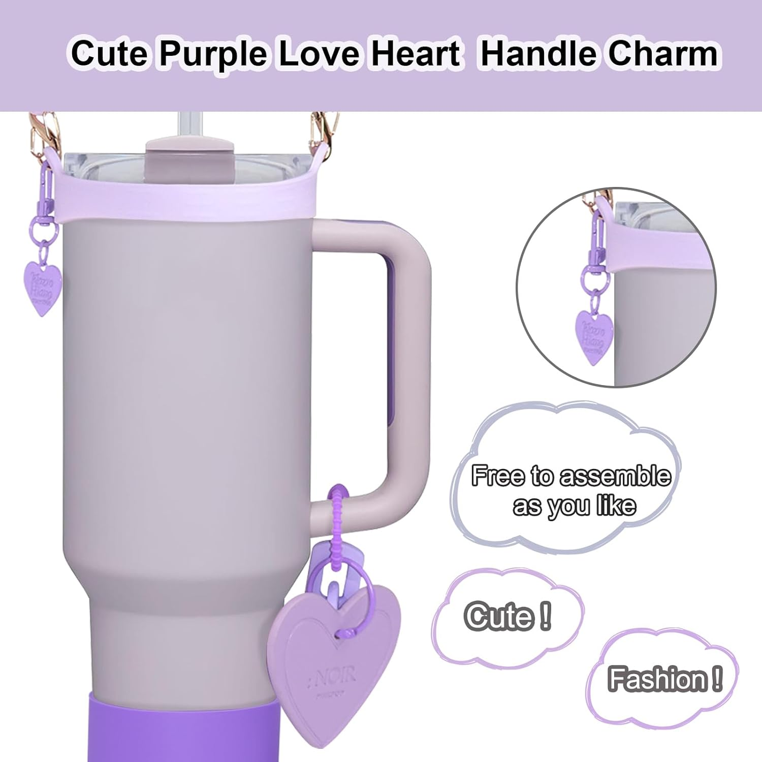 Stanley Cup Accessories Set 30&40 Oz, Includes 0.4In Straw Covers, Water Bottle Handle Strap, Cute Stanley Charms and Silicone Boot. image number 7