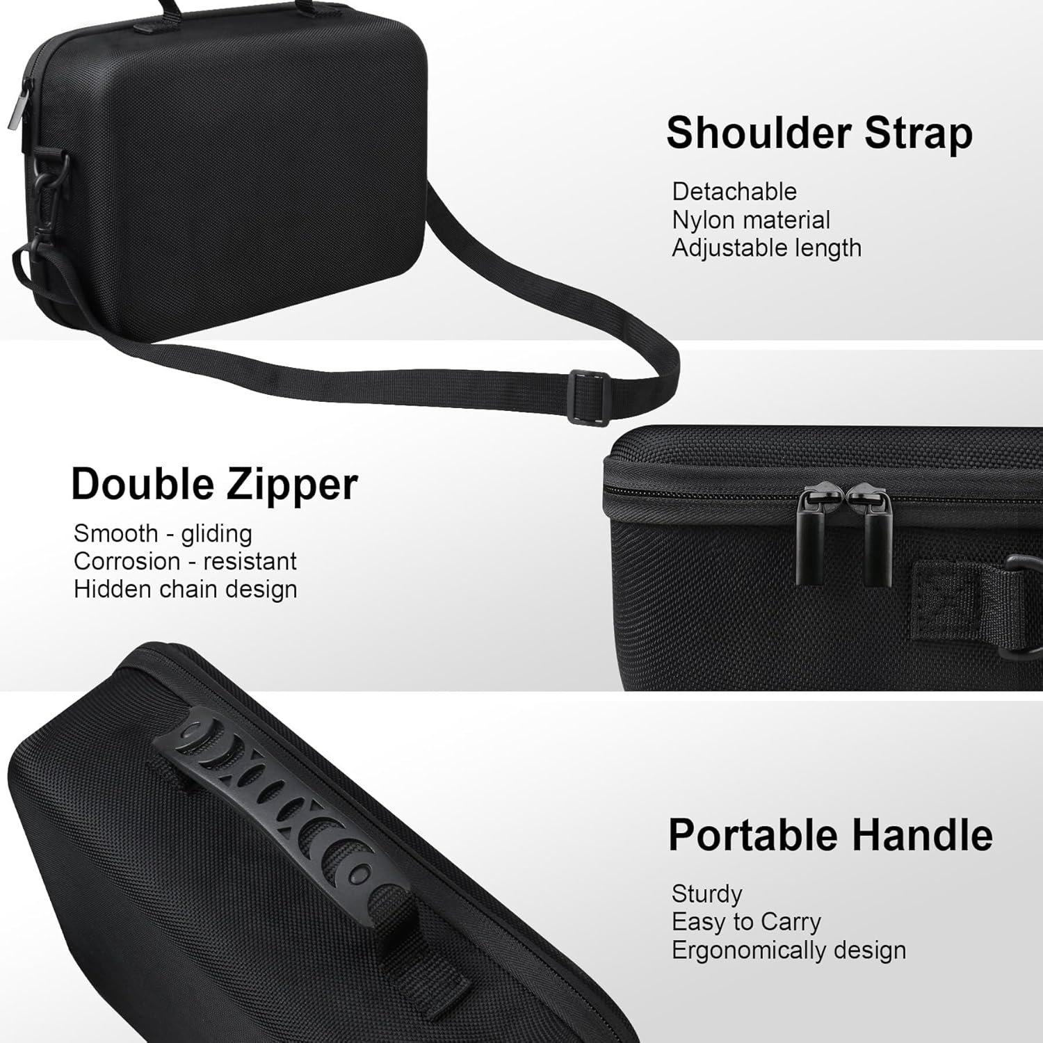 RAIALL Camera Case for Canon EOS Rebel T7/ R100/ R50V/ R50/ R5/ R6 Mark II/ R7/ R8/ 90D/ 5D Mark IV DSLR Camera, Lens, Tripod, Hard Protective Travel Bag with a Shoulder Strap and 5 Dividers, Black image number 6