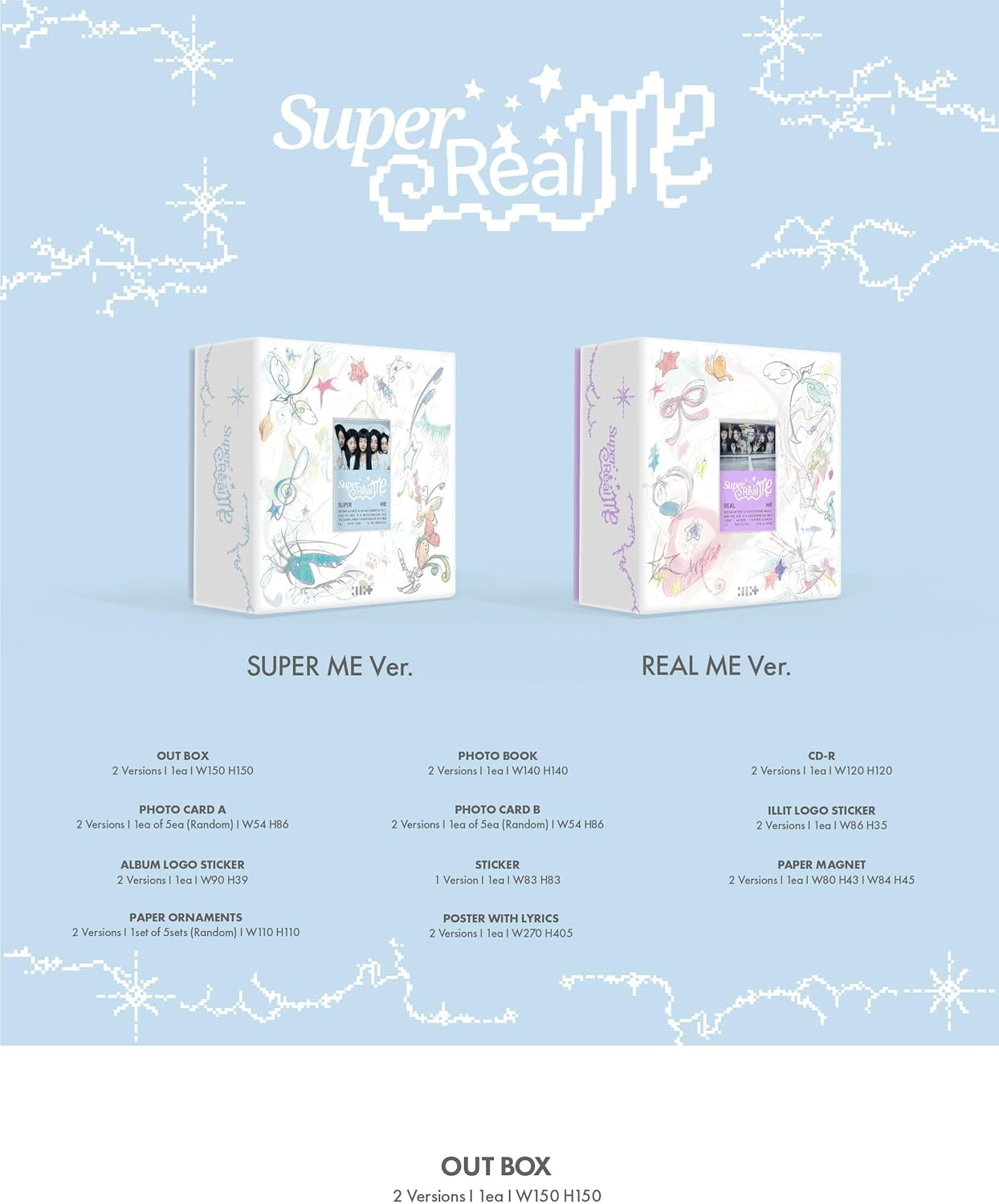 ILLIT Super Real ME 1St Mini Album Cd+Poster with Lyrics on Pack+Photobook+Photocard A+Photocard B+Sticker+Paper Magnet+Paper Ornaments+Tracking Sealed (Super ME Version) image number 6