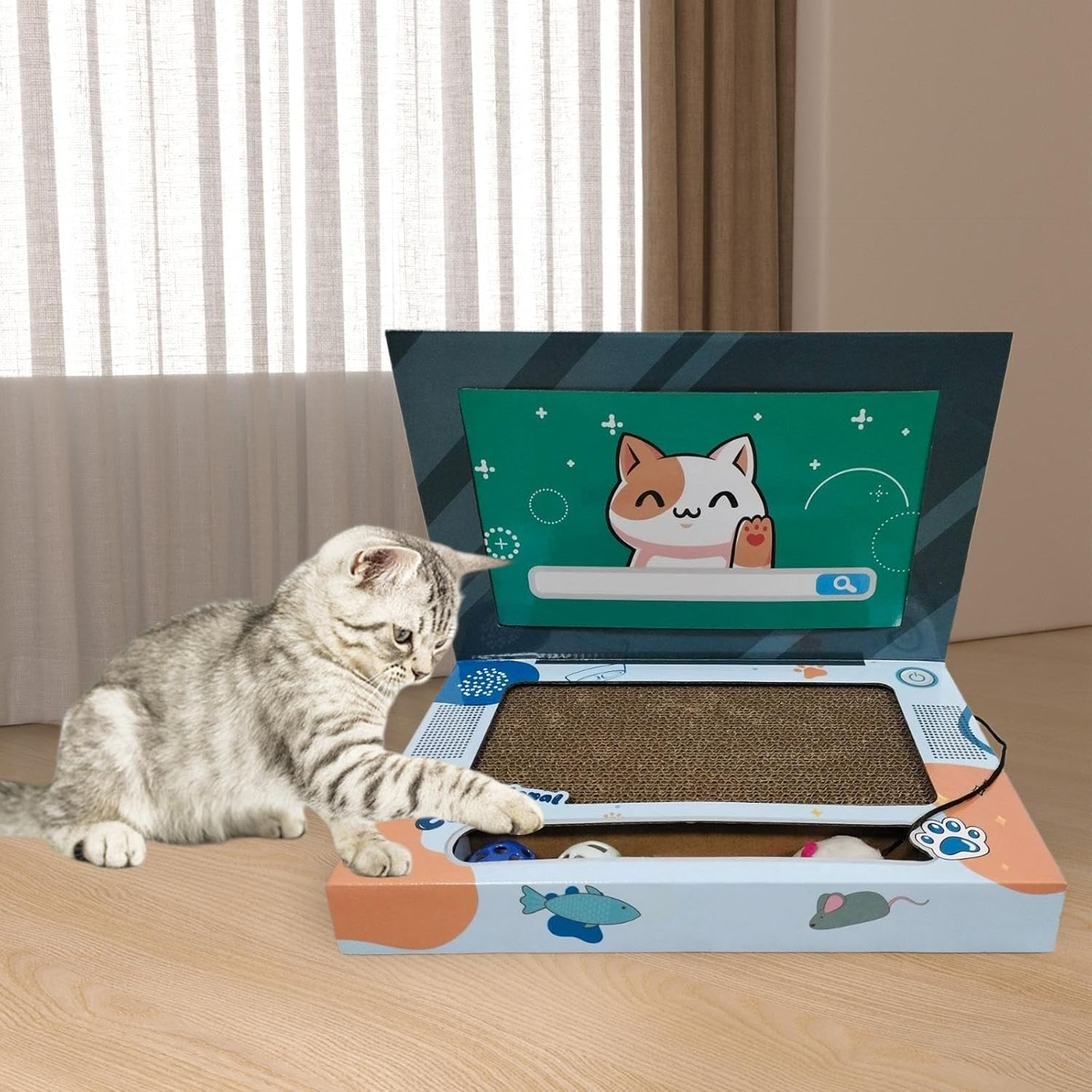 Fzaqwen Cat Laptop Scratcher Foldable Cat Computer for Gifts Indoor Cats Kitten Claw image number 3