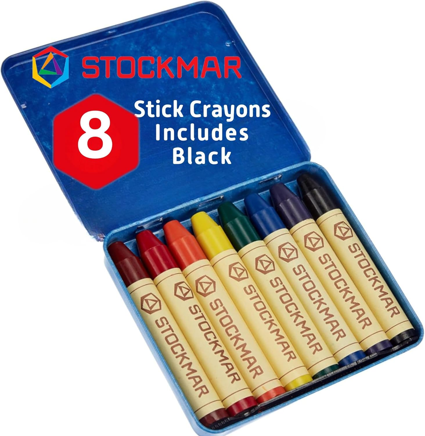 Wax Crayons with Pure Beeswax Sticks in Tin Box, Assorted Colors (Pack of 8) image number 4