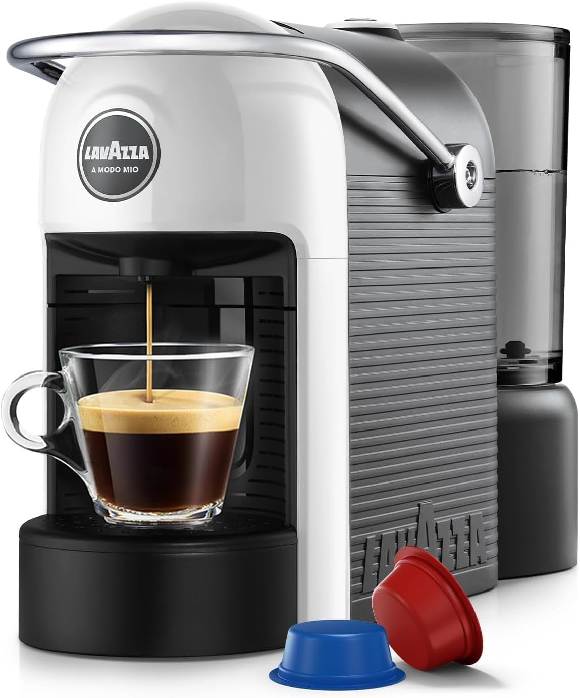 Lavazza, a Modo Mio Jolie EVO, Coffee Capsule Machine, Made from 36% Recycled Plastic, Compatible with a Modo Mio Pods, with Removable Cup Rest, Automatic Shut-Off, 1250 W, 220&ndash;240 V, 50&ndash;60 Hz, White image number 4