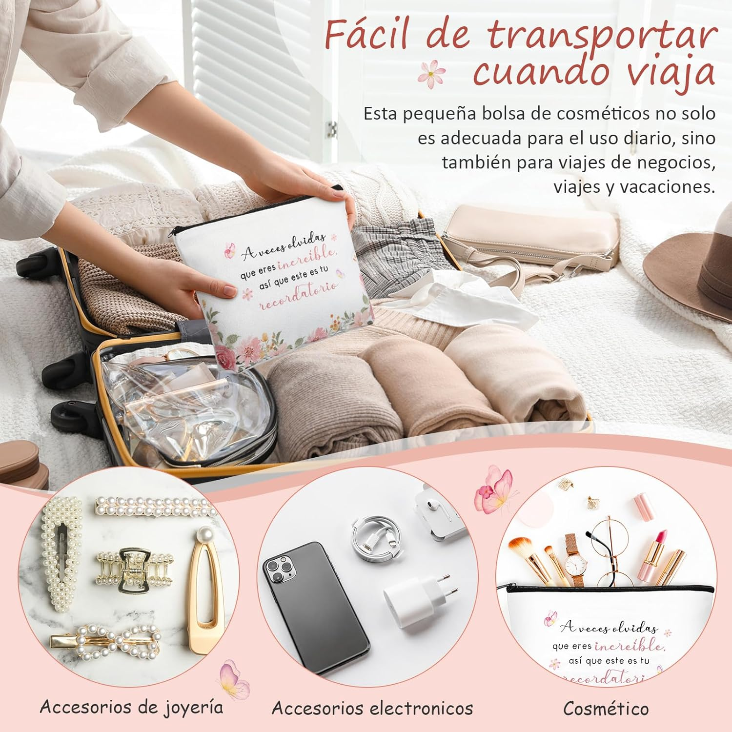 Xuniea Inspirational Gifts for Women Cosmetic Bags Inspirational Keychain image number 4