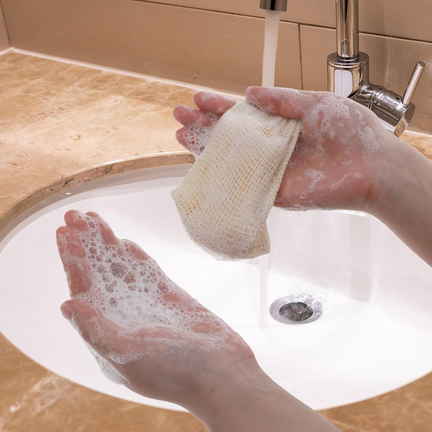 3 Pack Soap Exfoliating Bag Natural Sisal Soap Saver Bag Pouch Natural Soaps Saver Bar Bags with Drawstring for Exfoliating Foaming and Drying Soaps Holder image number 2