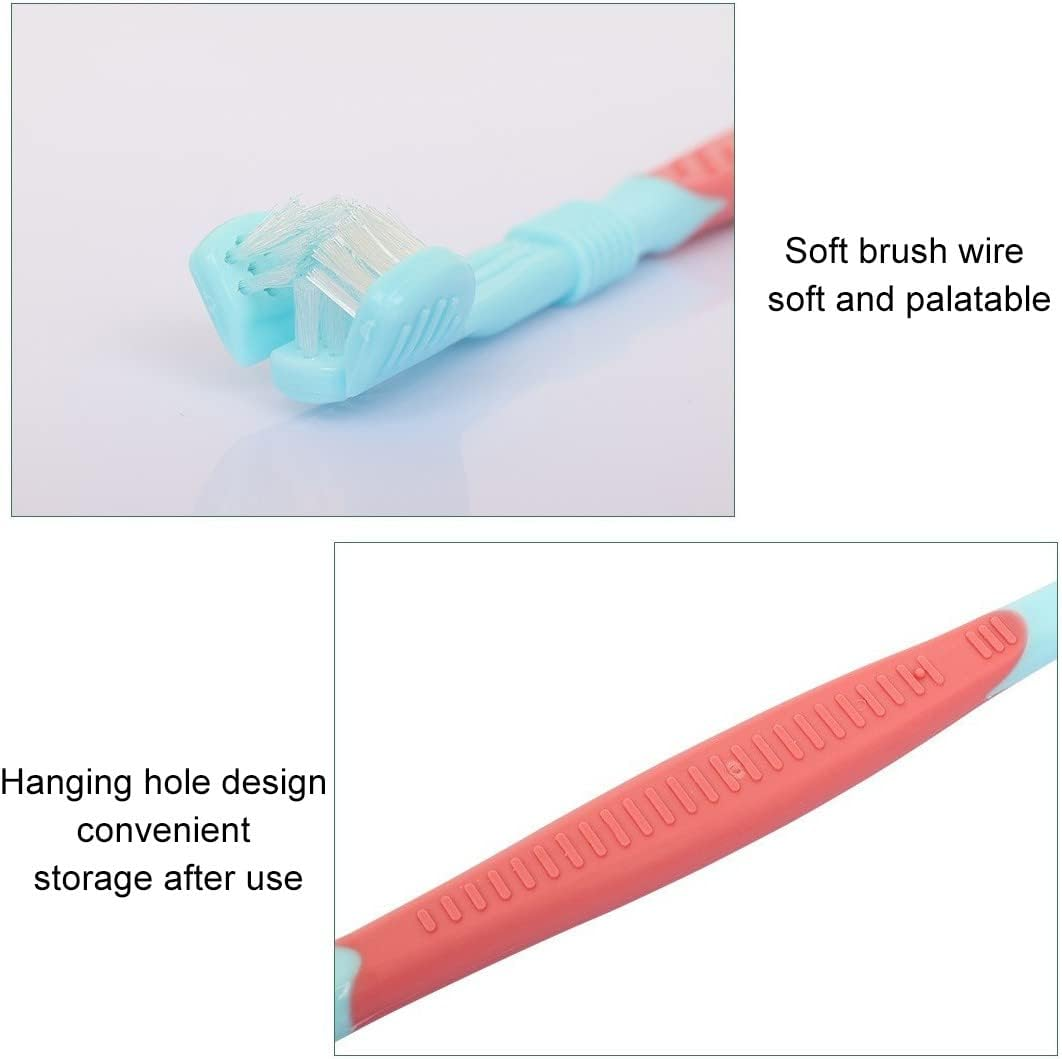 Pet Toothbrush Pack - 4 Toothbrushes for Dogs & Cats: 2 Triple Head & 2 Long Handle image number 2
