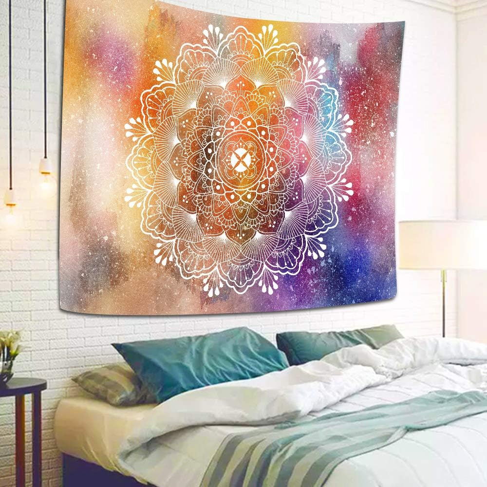 Simsant Multicolor Tapestry Flower Psychedelic Mandala Bohemian Tapestries Wall Hanging,Indian Wall Art Picnic Bedsheet Blanket Wall Art Bedding (Multicolor,80X60Inches (203.2X152.4Cm) SILX030 image number 3