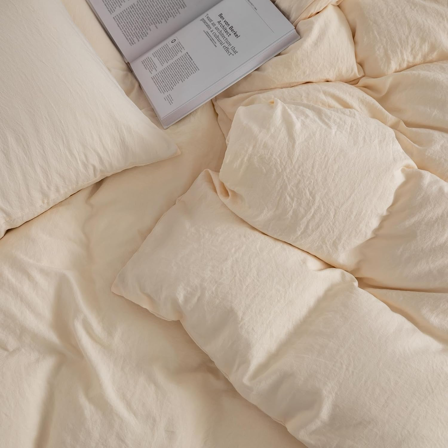 Queen Size Quilt Cover Set 1200TC 100% Washed Microfiber Solid Plain Color Quilt Cover & 2 Pillowcases- Soft and Breathable with Zipper Closure & Corner Ties image number 1