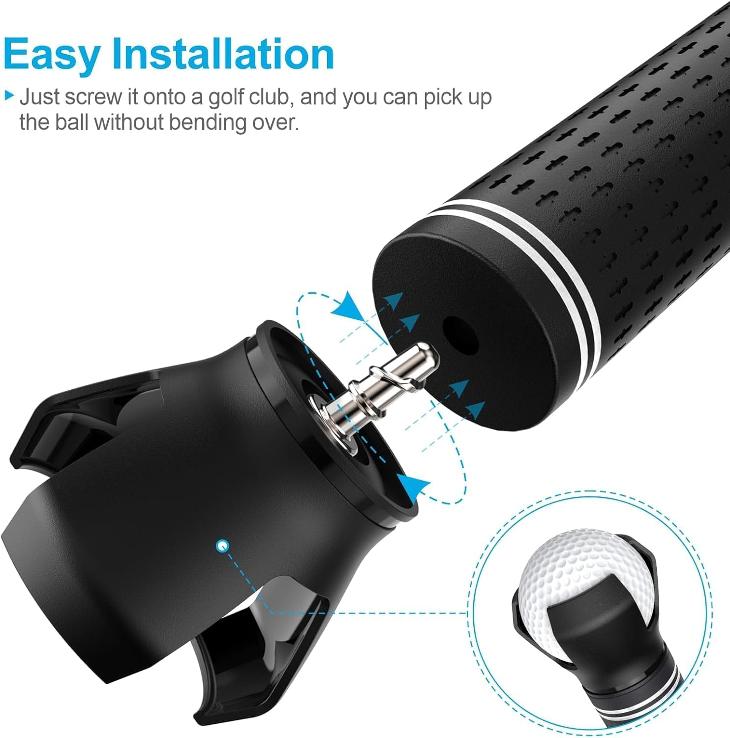 Hh-Golf 3-Prong Golf Ball Retriever Grabber, Suction Cup Ball Picker, Golf Ball Picker Uper Tool for Putter (3 Pack)