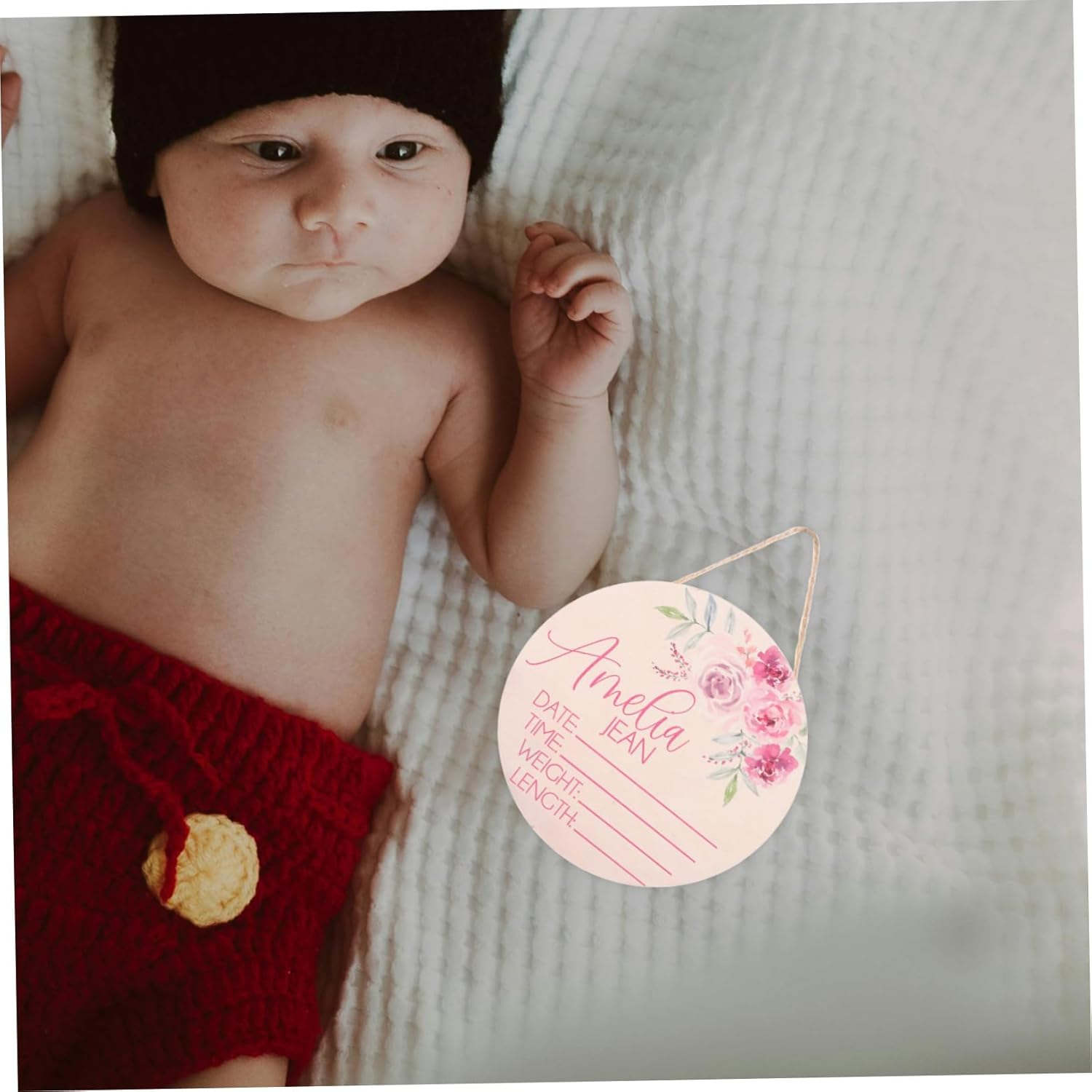 Toddmomy 2Pcs Wooden Birth Announcement Board Newborn Name Sign Nursery Decor for Shower image number 3