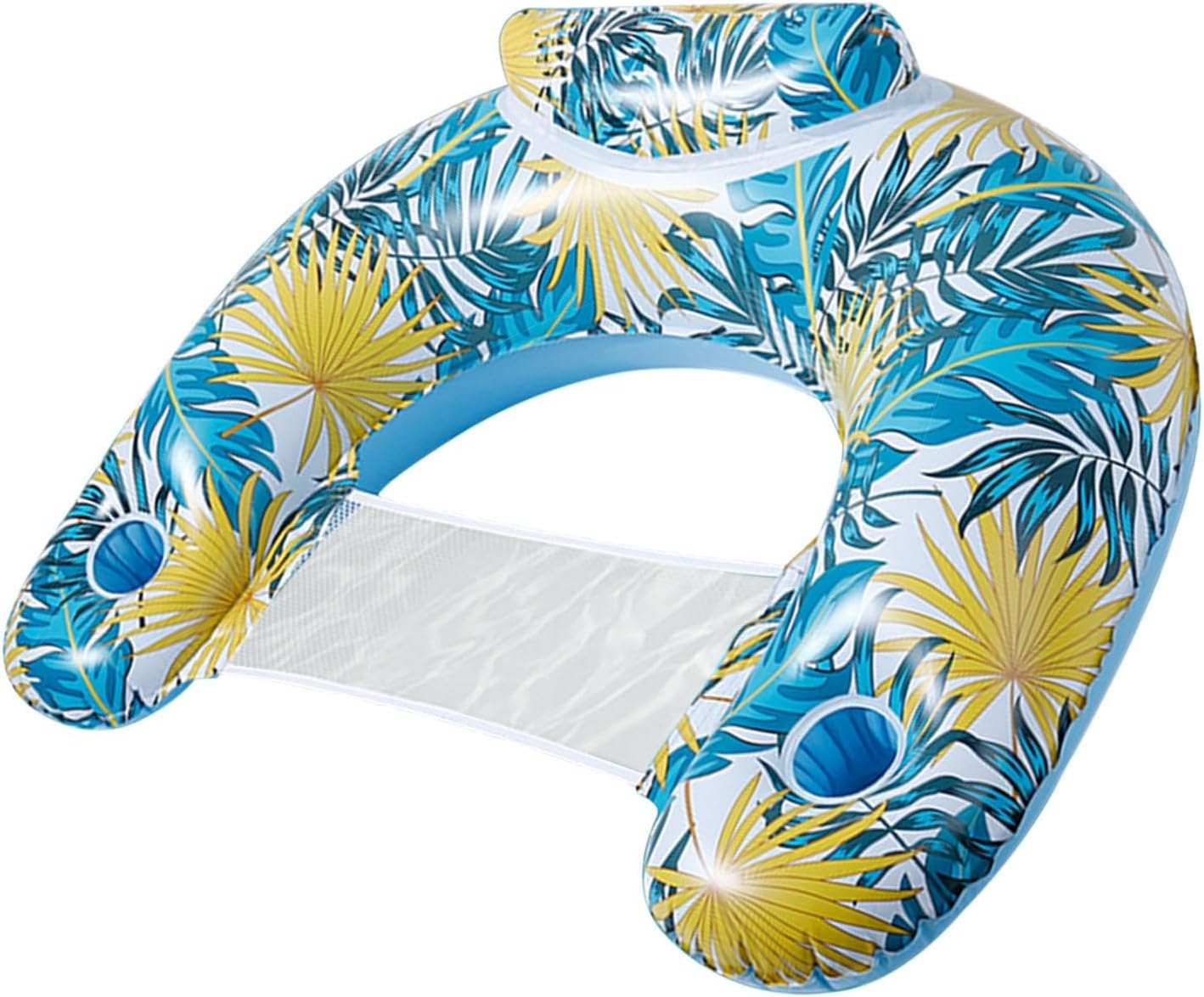 Generic Palm Pool Float,With Cup Holder Floating Mesh Pool Chair | PVC Floating Water Raft, Inflatable Pool Sofa Float Large Size, Single Layer for Beach image number 1