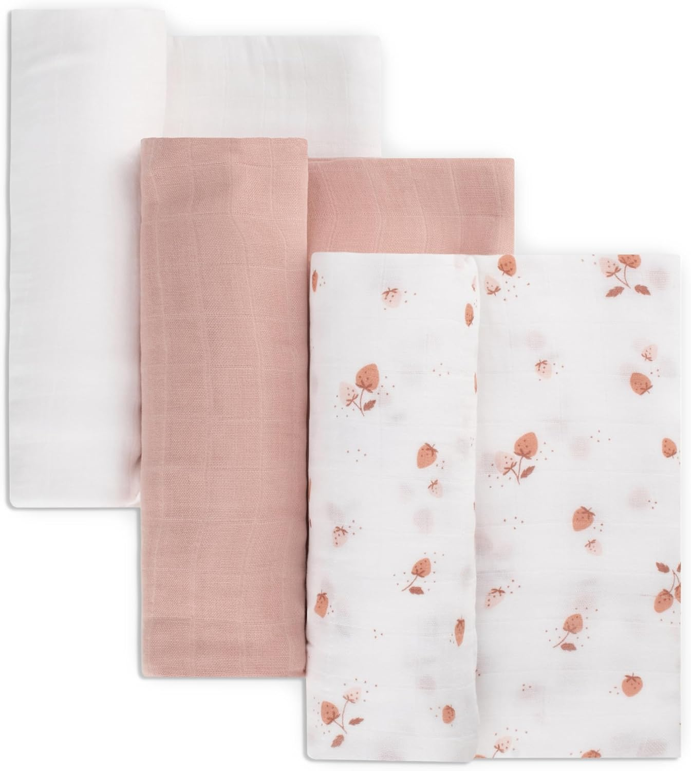 Little Bamboo Muslin Wraps 3Pk - Dusty Rose