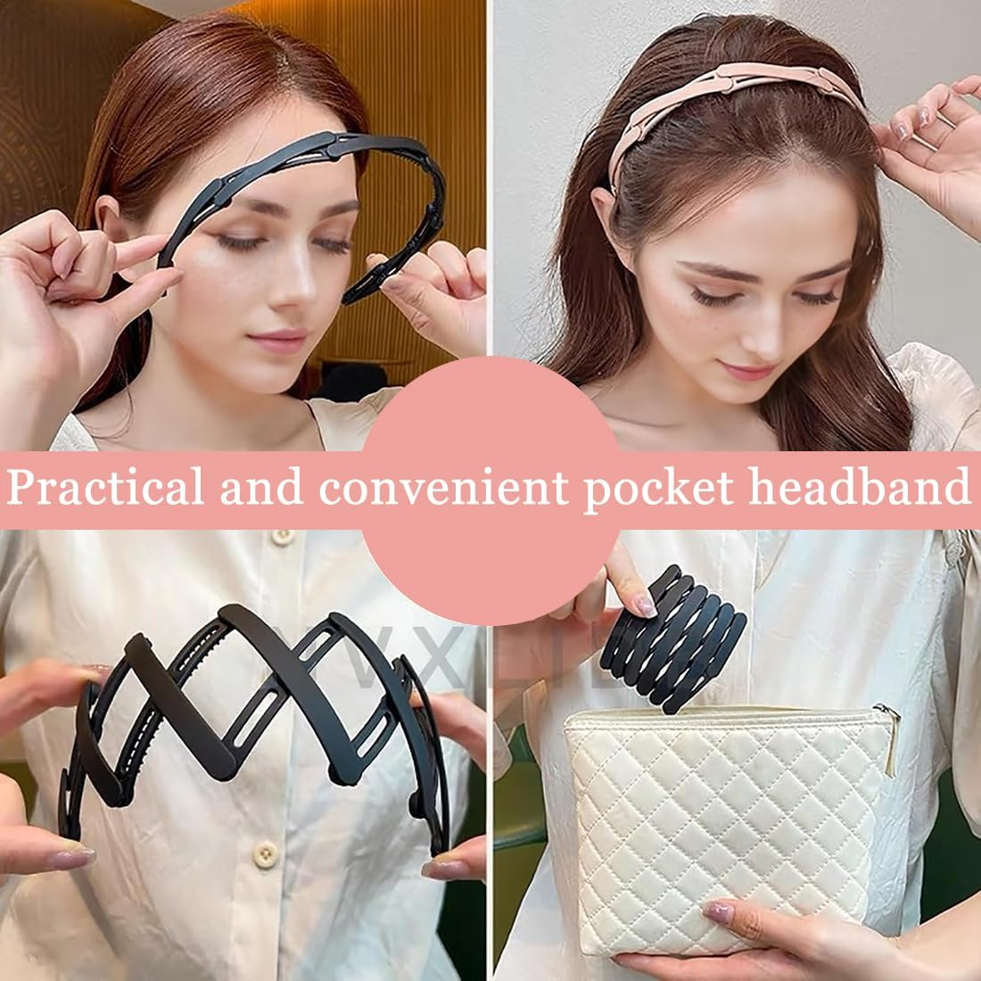 Set of 5 Women'S Headbands, Telescopic Foldable Headband, Plastic Headband, Headbands, Hair Band for Girls and Women image number 3