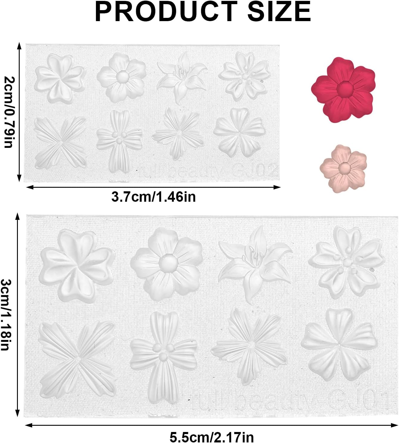 Lasuroa 2Pcs 3D Flower Silicone Nail Molds, Transparent Nail Charm Molds Flower Templates for Resin Epoxy Manicure Decor Accessories