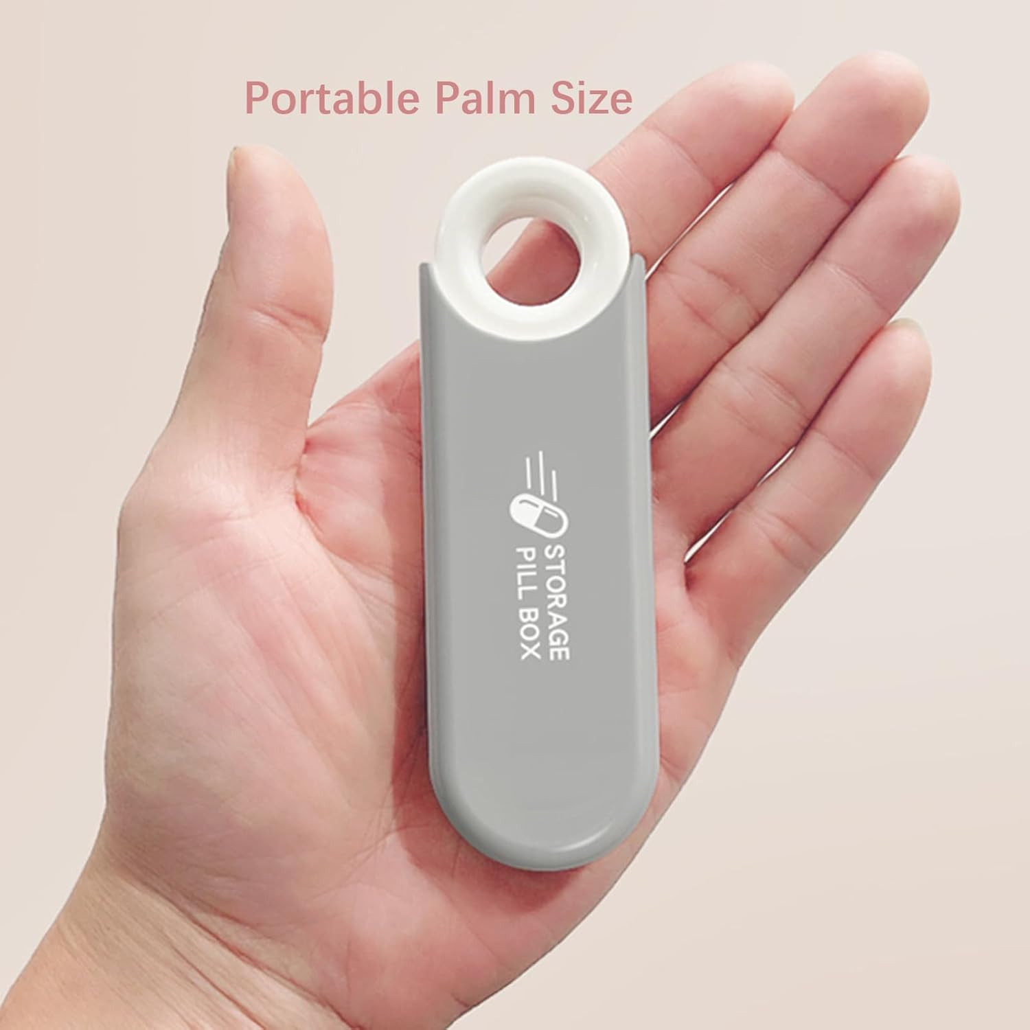 U-Shaped Pill Box Organiser, Daily Pill Container Organizer 3 Compartments, Small Portable Pill Case for Travel Pocket Purse, Compact EDC Pill Holder (Grey) image number 2