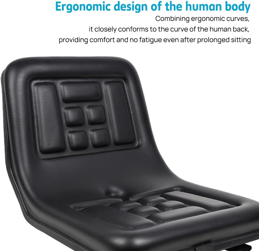 Suspension Tractor Seat Universal Excavator Forklift Lawn Tractors Backrest Chair Universal Replacement, High Density Foam Pu Leather Black image number 1