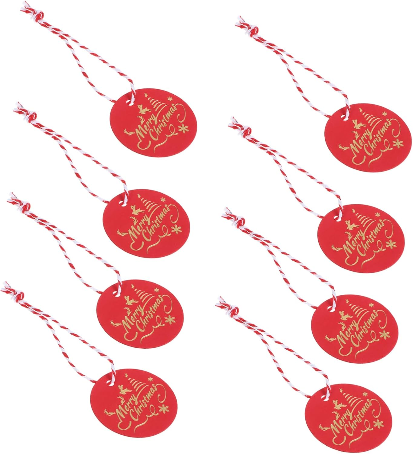 100Pcs Stamped Christmas Labels Christmas Party Tags Christmas Tags Christmas Decoration Holiday Hanging Tags Christmas Name Tags Decorative Tag Xmas Hanging Labels White Paper