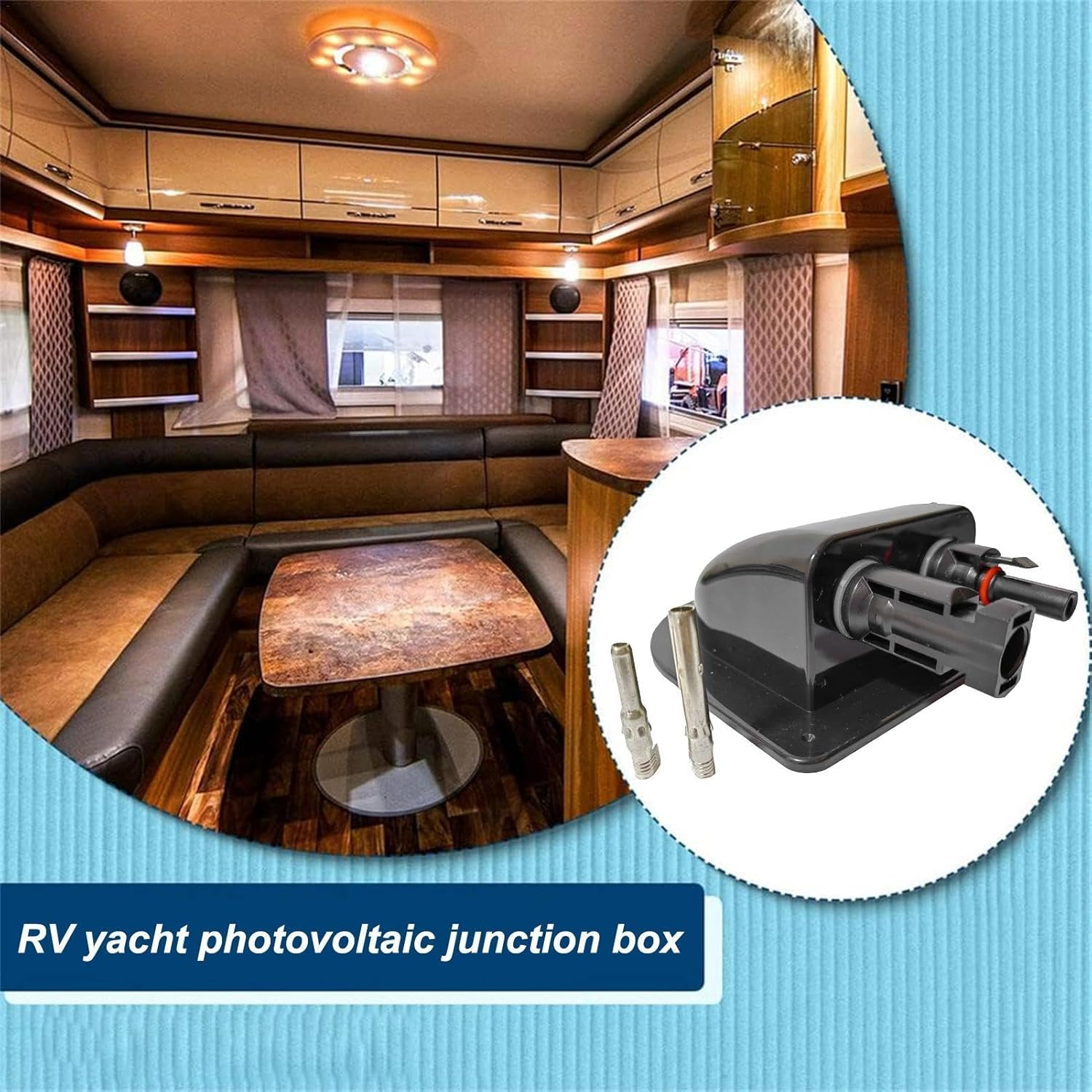 Double Cable Entry Housing,Photovoltaic Waterproof Junction Cable Gland Box - Intelligent Protection Photovoltaic Connector Waterproof Box for Motorhomes, RV, Caravans, Boats - Black image number 2