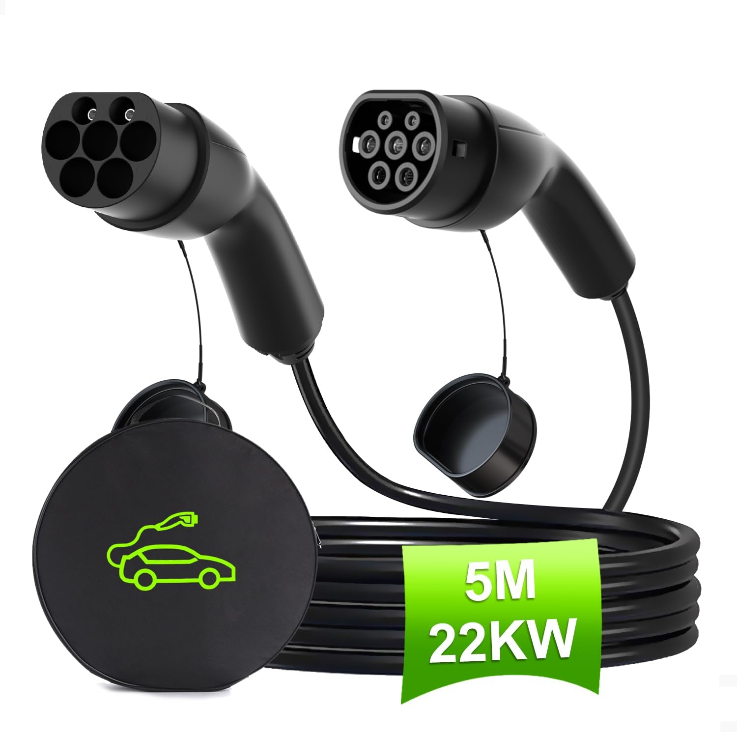 EV Charging Cable with Storage Bag, Mode 3 Type 2 to Type 2 EV Fast Charging Cable, 22KW 32A 5M Electric Car Charging Cable, 3 Phase Type 2 Charging Cable for EV & PHEV image number 2