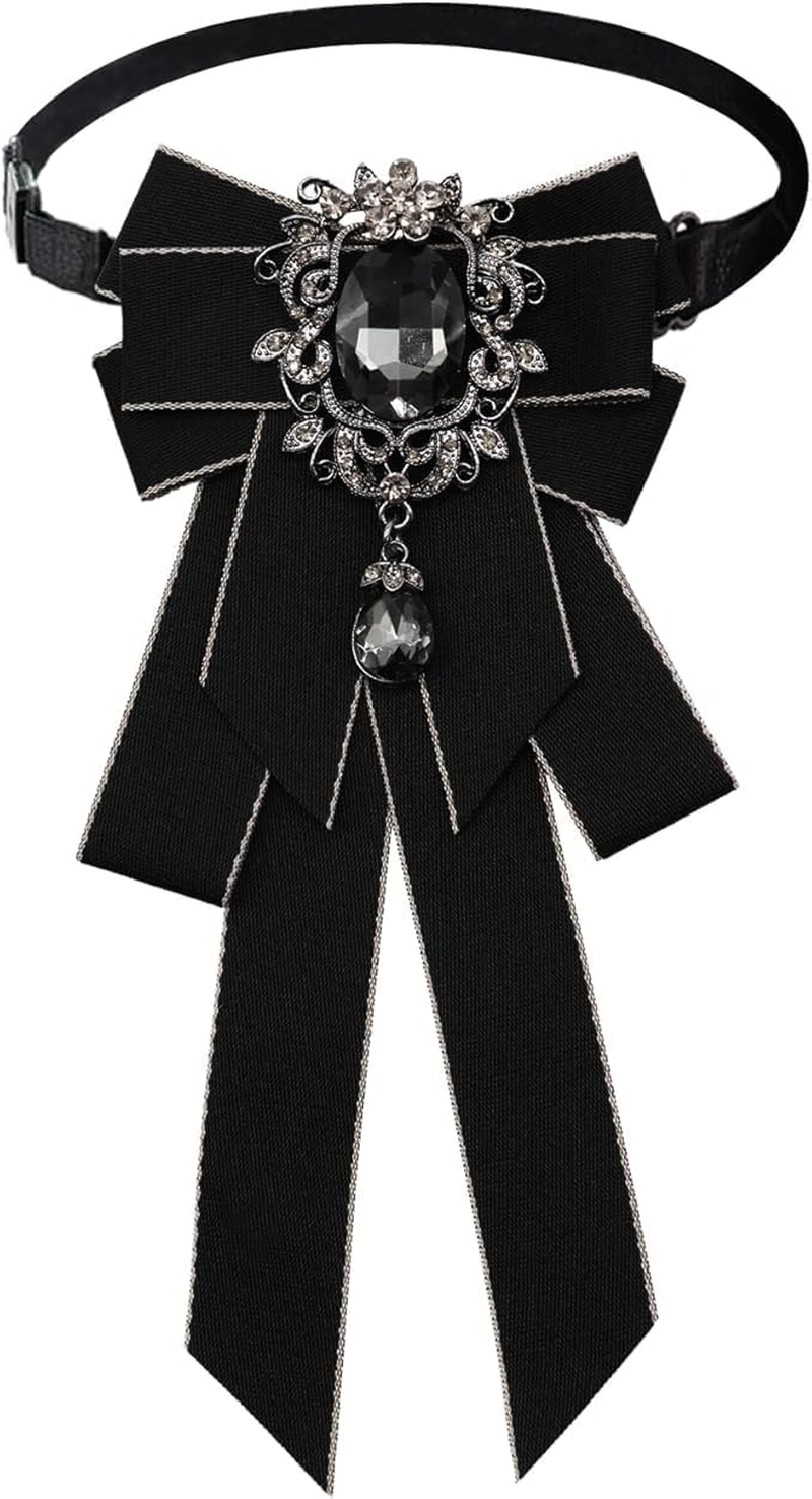 Bow Ties for Women, Womens Bow Tie Adjustable Pre-Tied Rhinestone Bowties Men for Wedding Party Prom School Uniform