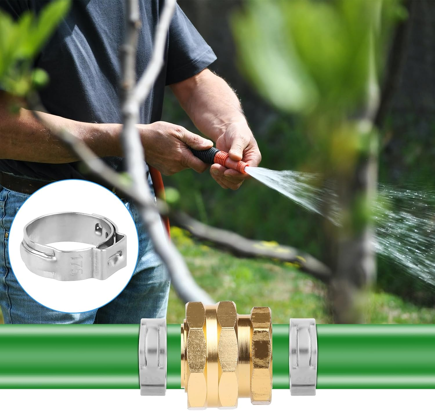 50 Pcs Pex Crimp Ring, 1/2 Inch Pex Cinch Clamps Shark Bite Pex Cinch Clamps Pex Cinch Crimp Rings Stainless Steel Pinch Crimp Rings for Pex Fittings Connection image number 5