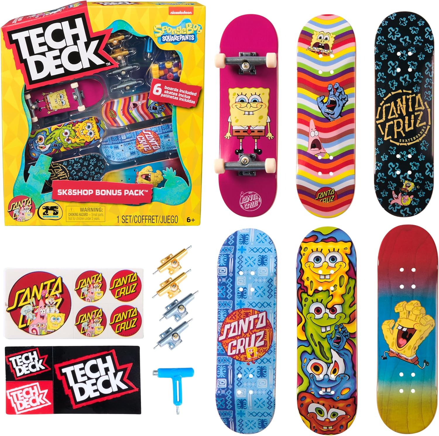 Tech Deck, Spongebob Sk8Shop Fingerboard Bonus Pack, Collectible and Customisable Mini Skateboards, Kids&rsquo; Toys for Ages 6 and Up image number 2