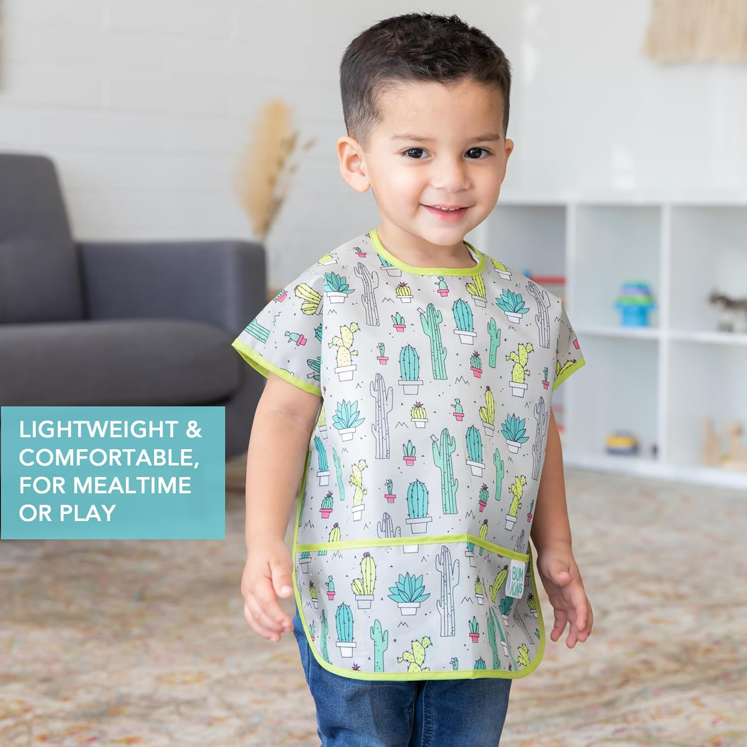 Bumkins Waterproof Junior Bib, Cacti (1-3 Years) image number 6