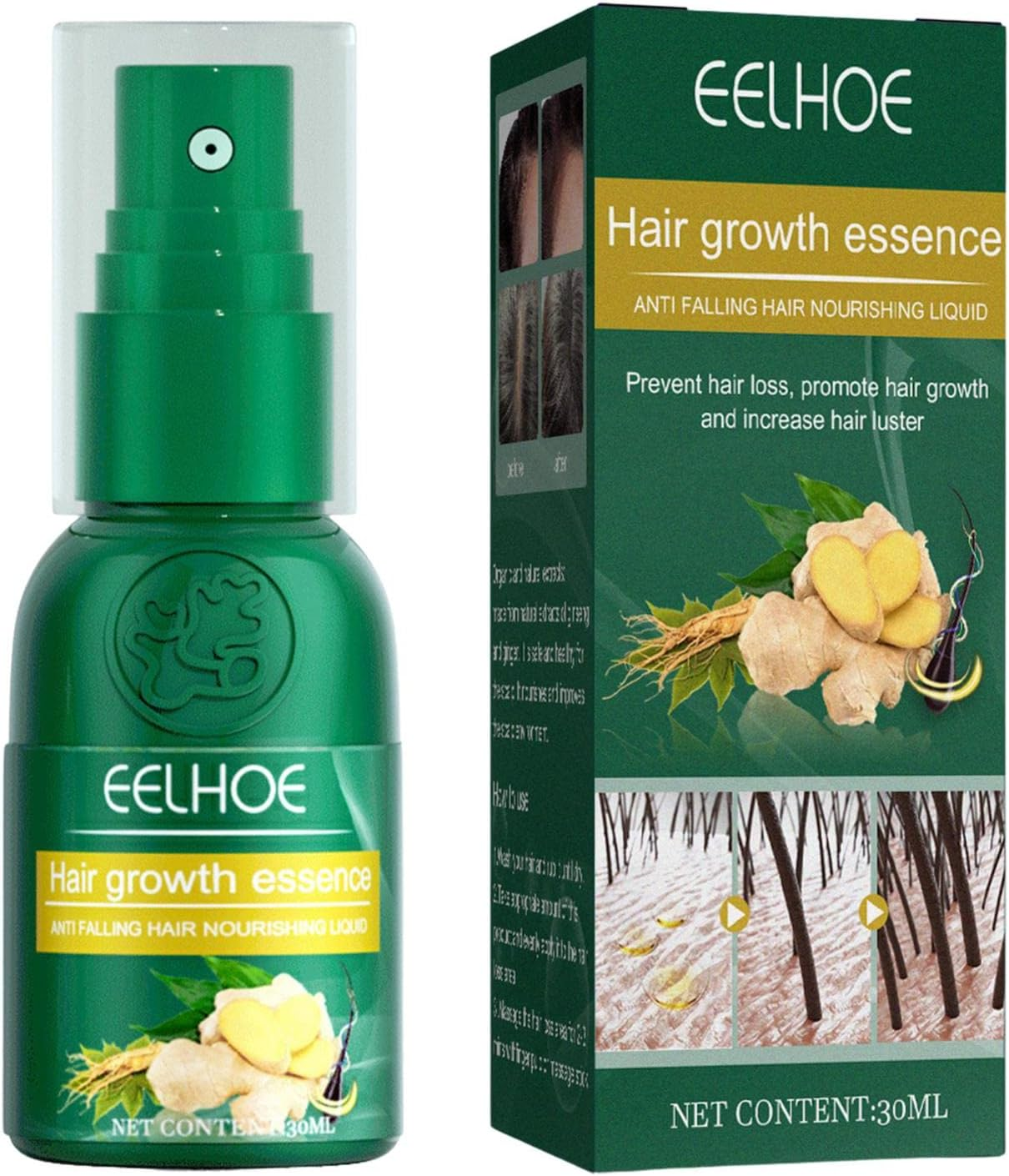 5 Pcs Organic Growth Ginger Spray | Hair Regrowth Spray for Hair Rapid Growth | Safe and Healthy Organic Growth Hair Care Nutrition Spray Dobooo image number 6