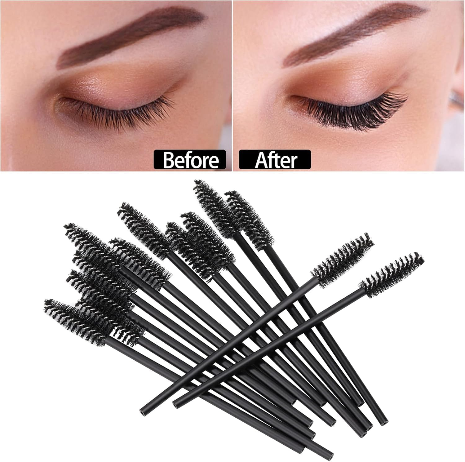 500Pcs Mascara Wands Eyelash Brush Spoolies for Eyebrow Eye Lash Extension (Black-1) image number 6