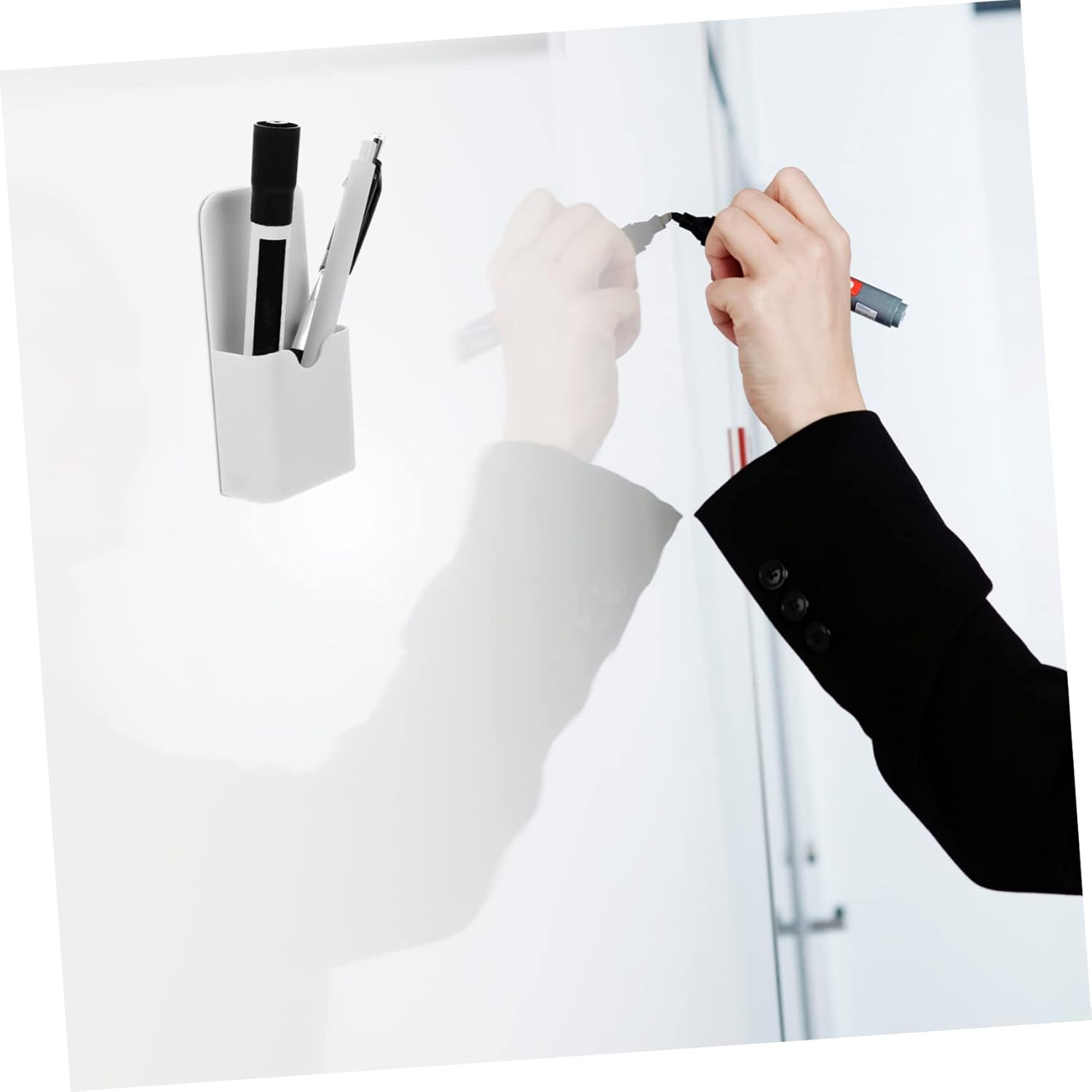 HONMEET 4Pcs Whiteboard Marker Pen Holder Magnetic Pen Storage Box Office Desk Accessory image number 3