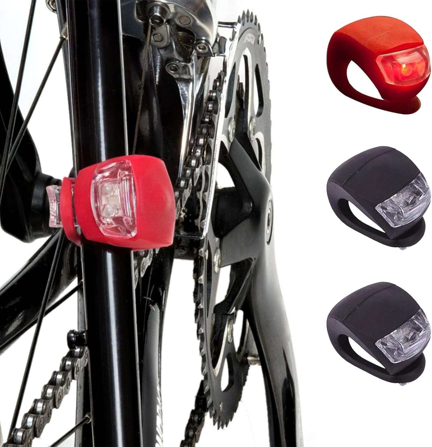 Outanaya 4Pcs Bike Gear Biking Accessories Bike Tail Light Taillight Beetle Silicone Lamp Bike Light Bright Lights Lamp Five Generations Battery Frog Lamp Accesorios Para Celulares image number 1