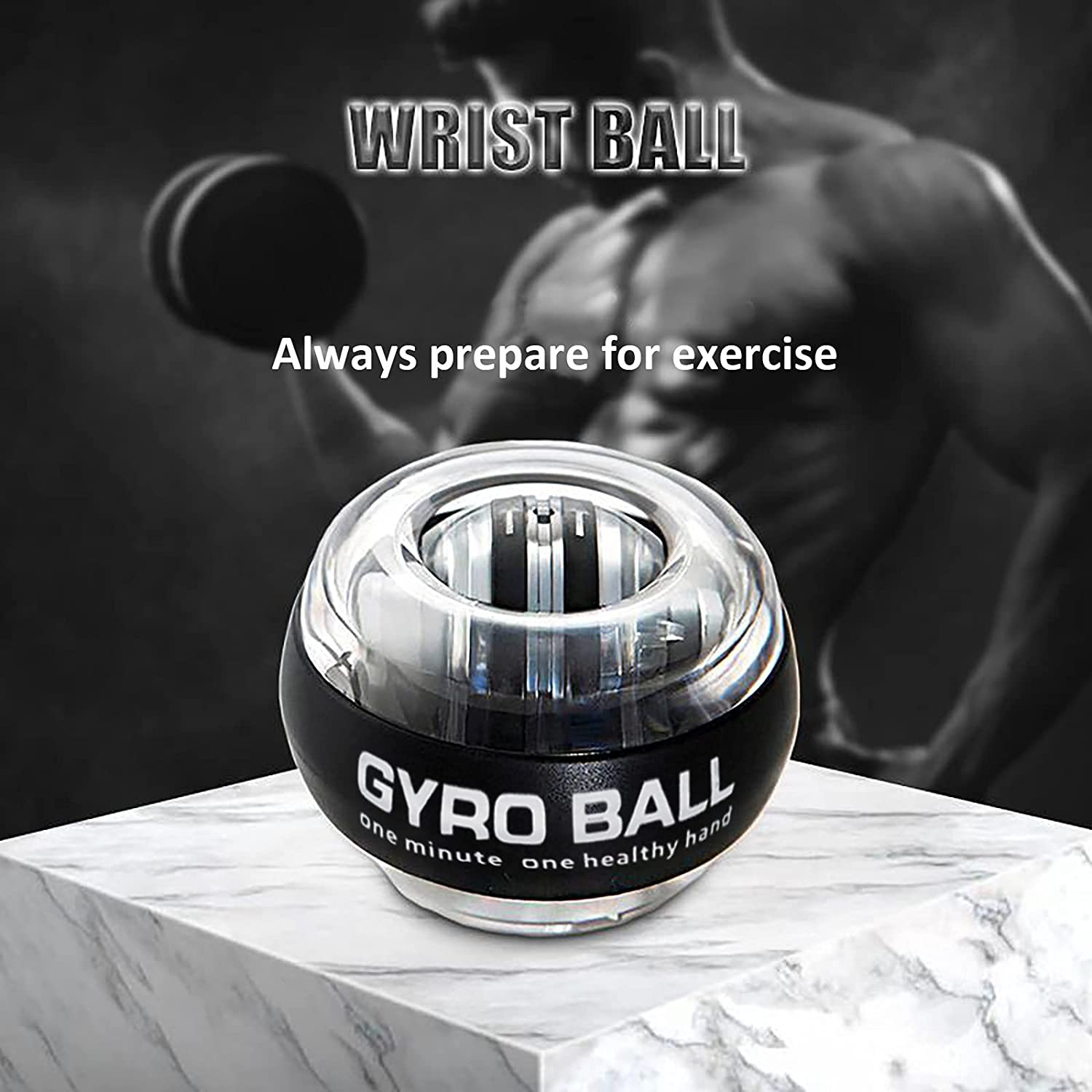 KXEXK Auto-Start Wrist Power Gyroscopic Ball,Hand Grip Strengthener,Strength Trainer Which Can Improve Grip Strength and Protect the Joint - Red image number 2