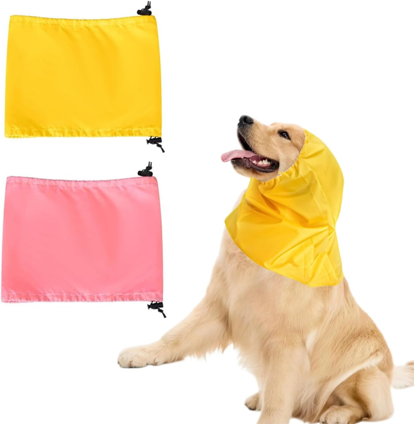 2 Pack Dog Bath Cap Waterproof Dog Snood Rain Hat Ear Protection Shower Cap Dog Ears Headband Dog Ear Covers for Swimming Dog Ear Wrap for Snow Rain (Pink+Yellow) image number 2
