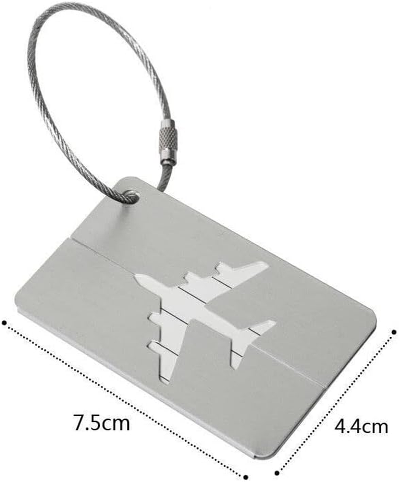 AIMALL Luggage Tag Aluminum Travel Baggage Suitcase Identity Address Name Label Cards with Wire Rope, Waterproof & Information Cards Included, 2.95X1.73 In image number 3
