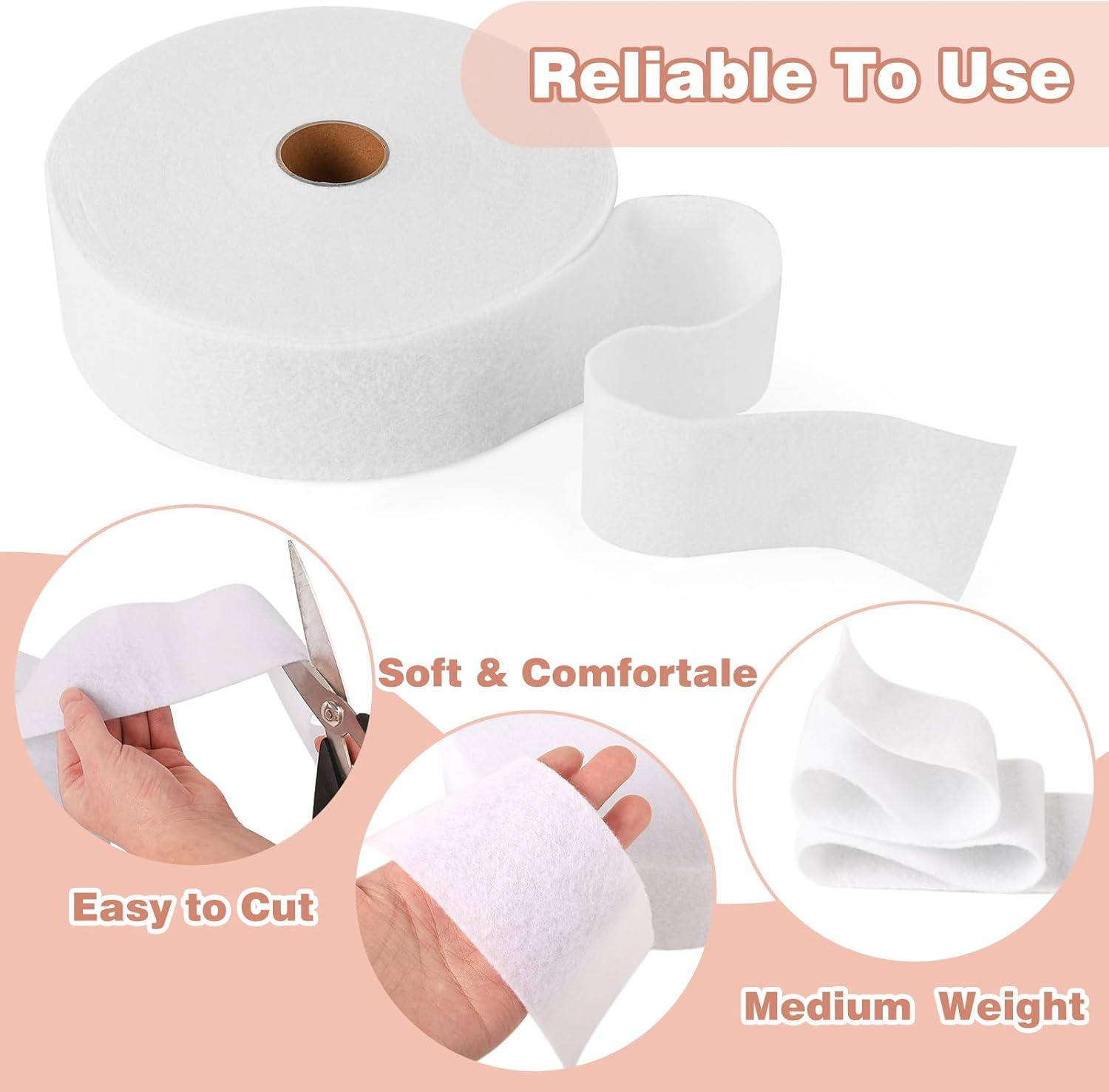 Ucandy 99 Yard Jelly Roll Batting Strip 2 1/2 Inch Cotton Quilt Batting, Flexible Batting on a Roll 33 Yards for Jelly Roll Rugs,Braided Rug,Throw Rugs,Purses image number 1