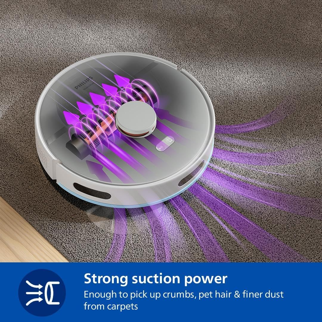 Philips Homerun 2000 Series: 2-In-1 Robot Vacuum and Mop with 2700 Pa Suction & 130 Min Runtime, Laser Navigation, Carpet Boost, App-Controlled, White (XU2000/20) image number 4