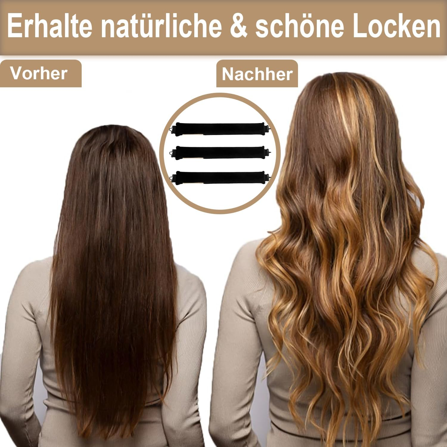 Heatless Curling Rod Headband, WINOK 3-Pack Heatless Curling Set for Overnight Styling, No Heat Hair Rollers for Short Long Hair - Black image number 2