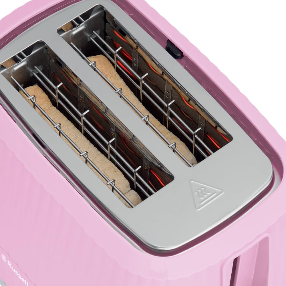 Russell Hobbs 2 Slices (6 Roasting Levels, High Lift Function, Frozen Bread Settings, Heating and Stopping Function, Heating Grate Included, Textured Exterior) Eden Rosa 27372-56 - Green image number 5